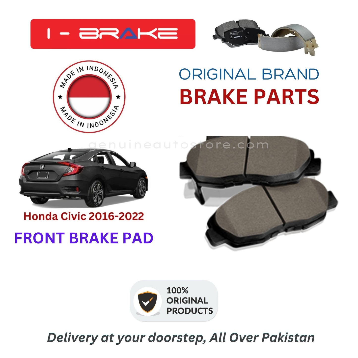 Honda Civic 2016-2022 Front Brake Pads iBrake Indonesia Genuine