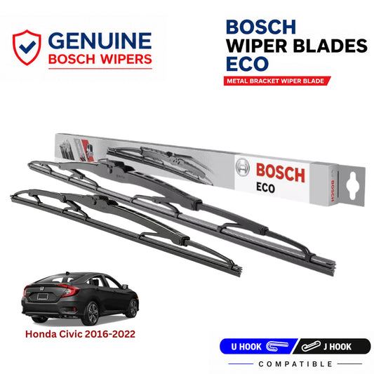 Bosch Genuine metal front wiper set for Honda Civic 2016-2022, pair of two