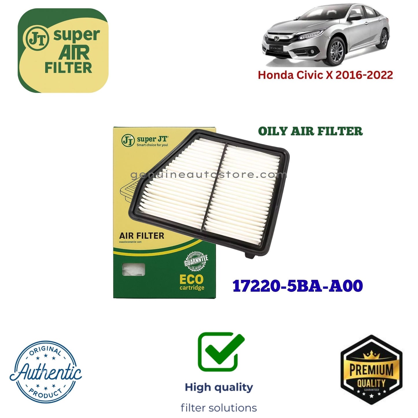 Honda Civic X 2016-2022 Air Filter Super JT 17220-5BA-A00 in Pakistan