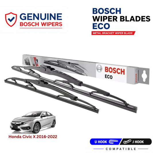 Bosch Genuine metal front wiper set for Honda Civic X 2016-2022, pair of two