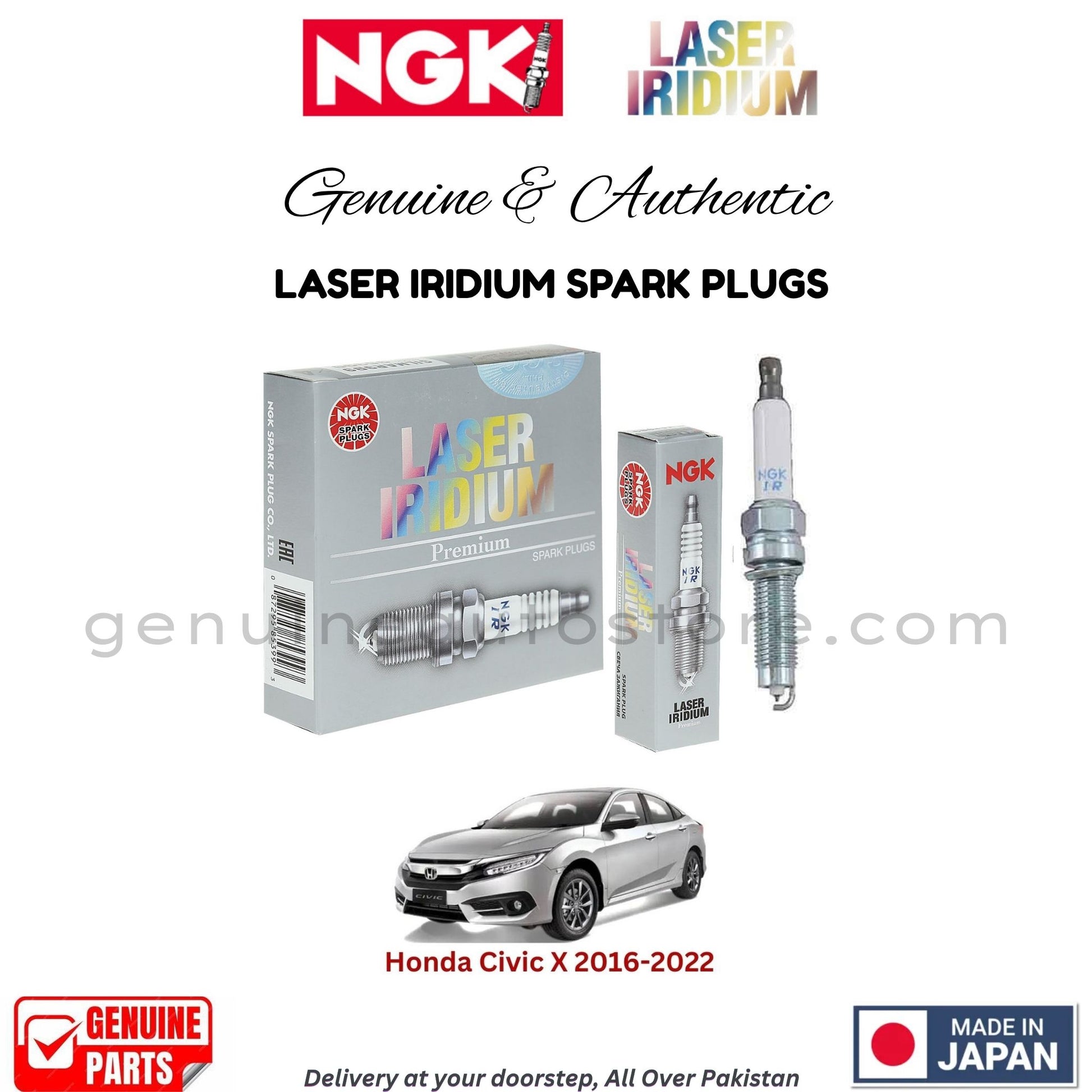 Honda Civic X 2016-2022 NGK LASER IRIDIUM SPARK PLUGS in Pakistan. 100% Genuine, Reliable, Best Price, Cash on Delivery Available