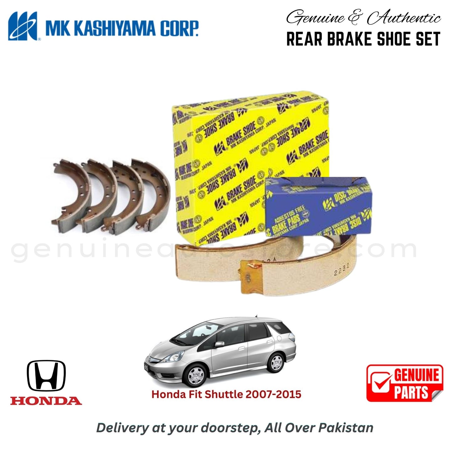 Honda Fit Shuttle 2007-2015 MK JAPAN REAR BRAKE SHOE SET in Pakistan. 100% Genuine, Reliable, Best Price, Cash on Delivery Available