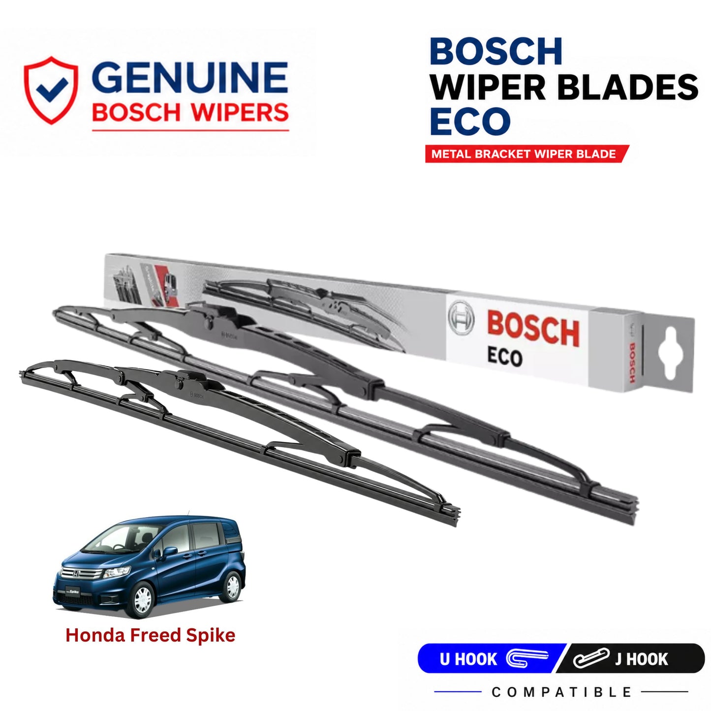 Bosch Genuine metal front wiper set for Honda Freed Spike, pair of two