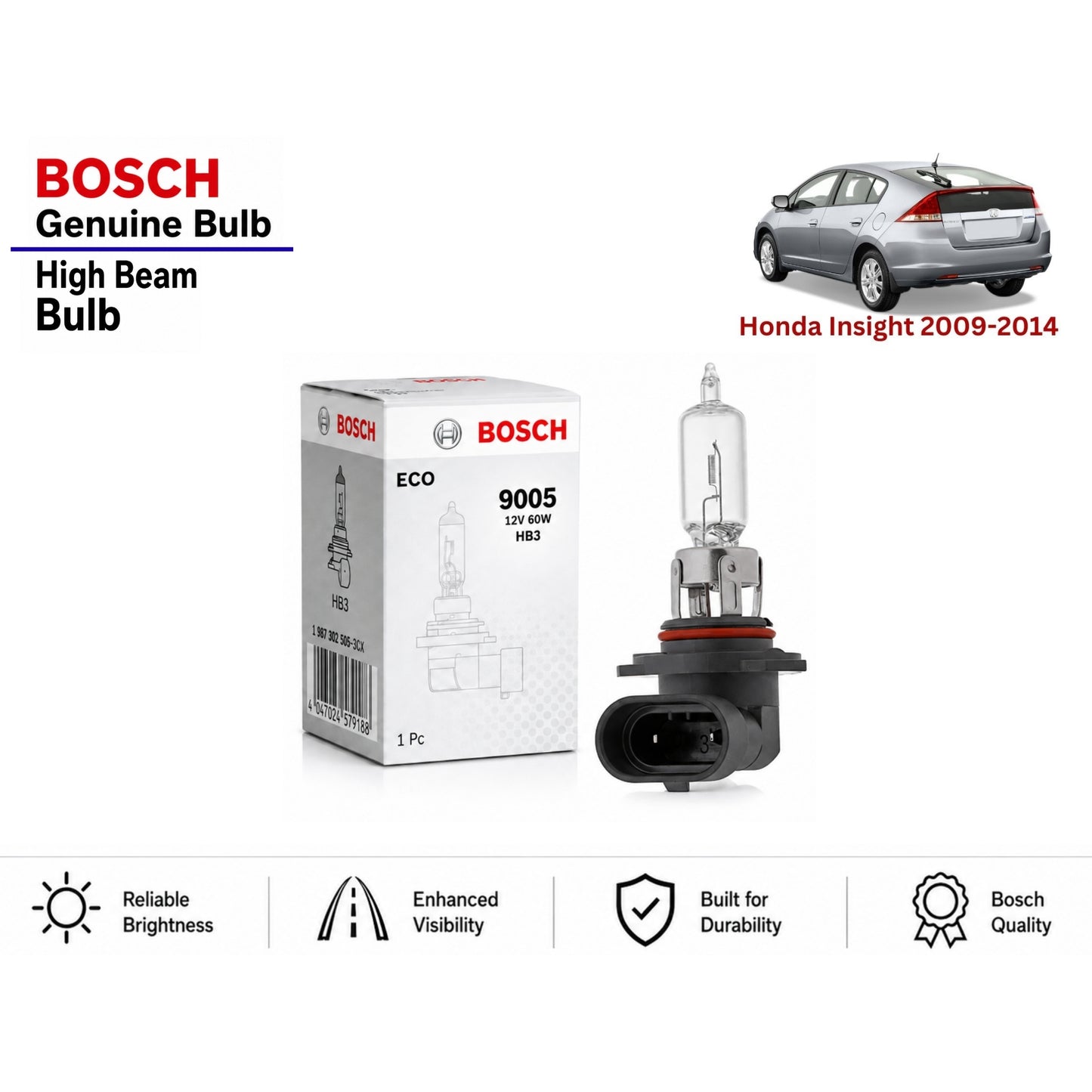 Honda Insight 2009-2014 High Beam Headlight Bulb Bosch in Pakistan