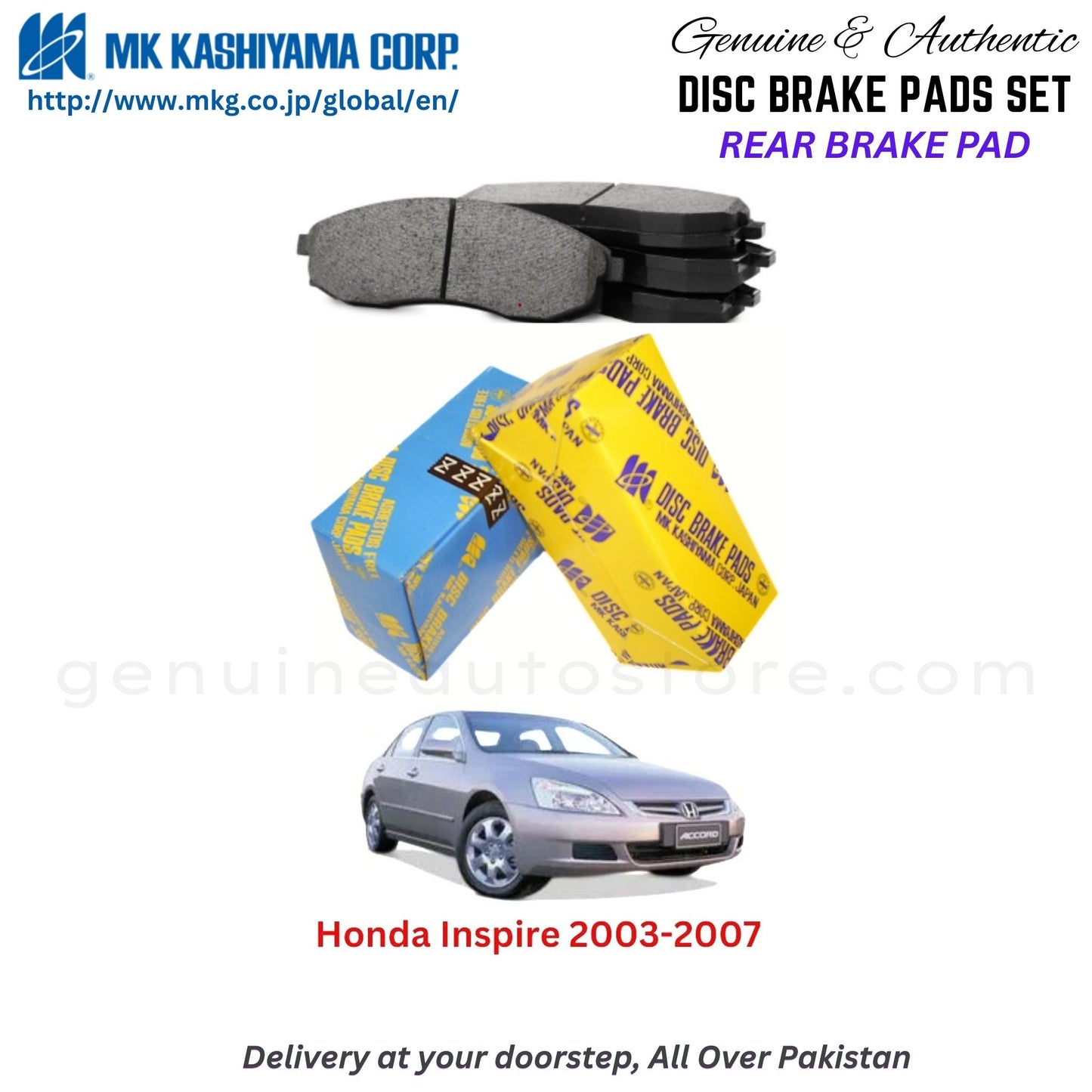 Honda Inspire 2003-2007  Rear Brake Pads MK Japan in Pakistan. 100% Genuine, Reliable, Best Price, Cash on Delivery Available