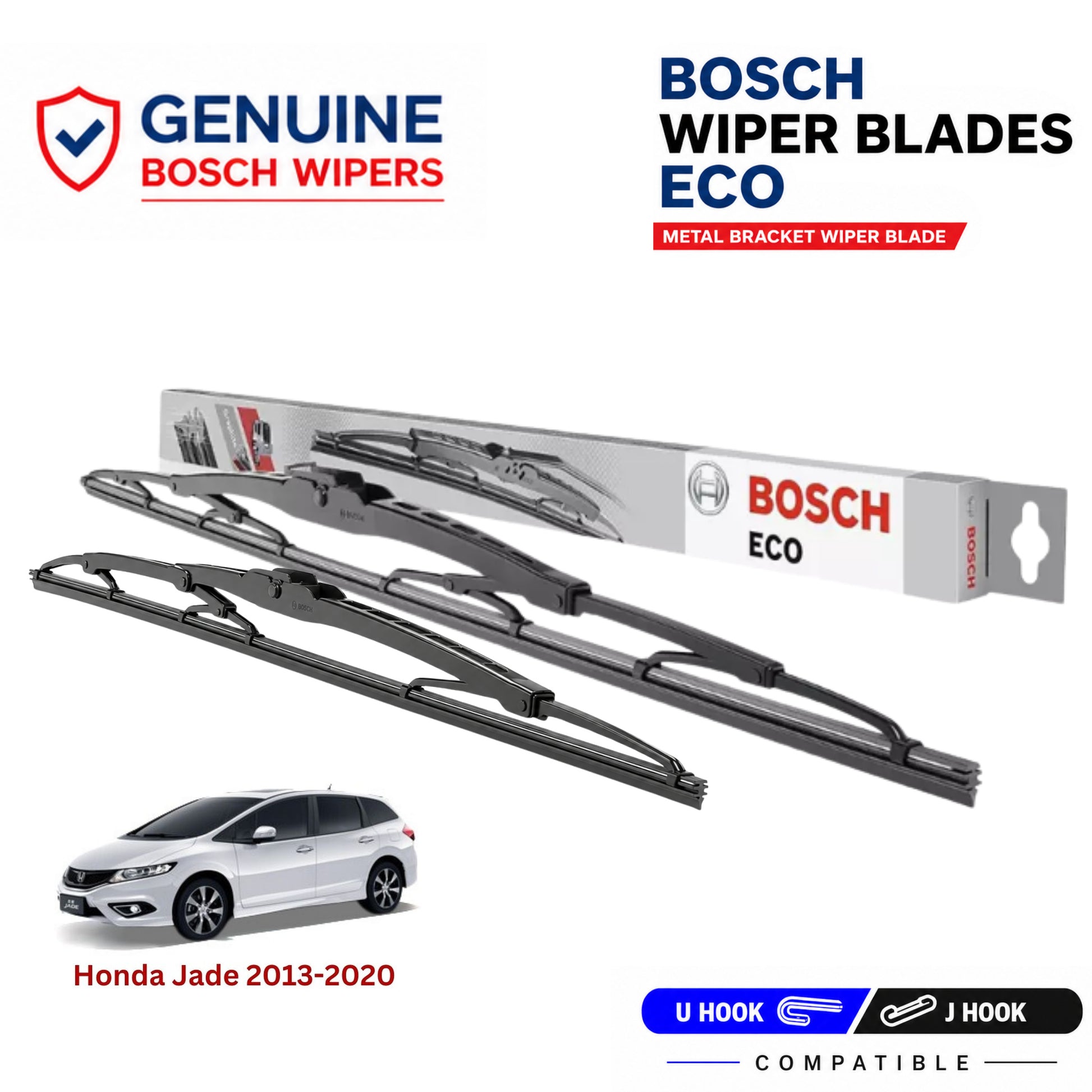 Bosch Genuine metal front wiper set for Honda Jade 2013-2020, pair of two