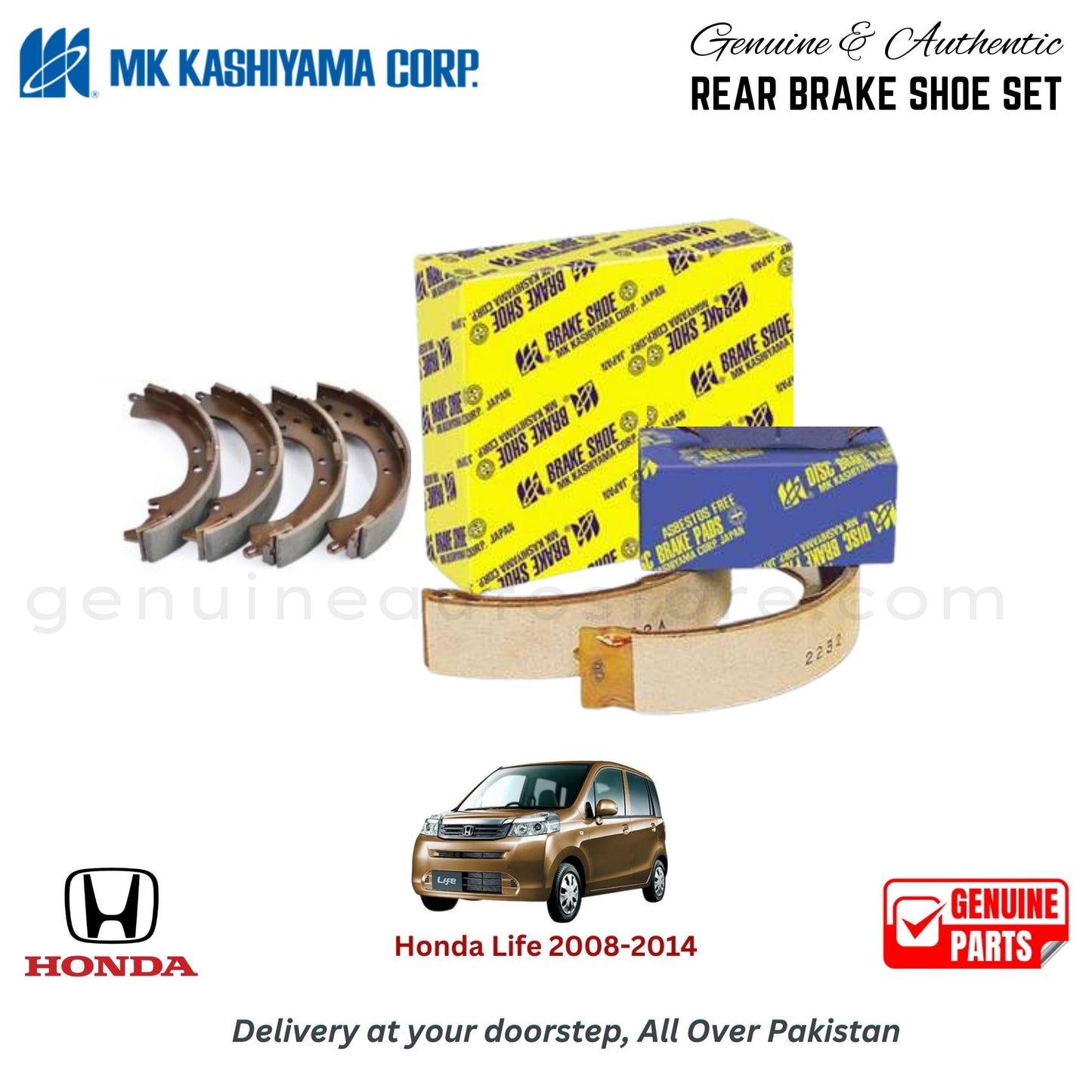 Honda Life 2008-2014 MK JAPAN REAR BRAKE SHOE SET in Pakistan. 100% Genuine, Reliable, Best Price, Cash on Delivery Available