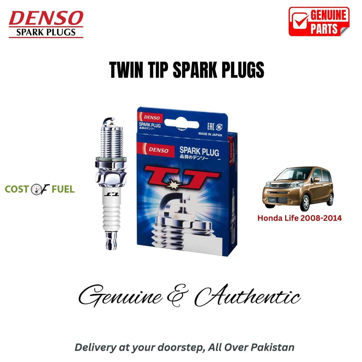 Honda Life 2008-2014 DENSO Twin Tip Spark Plugs 4pcs in Pakistan – genuine replacement, better mileage and smooth performance
