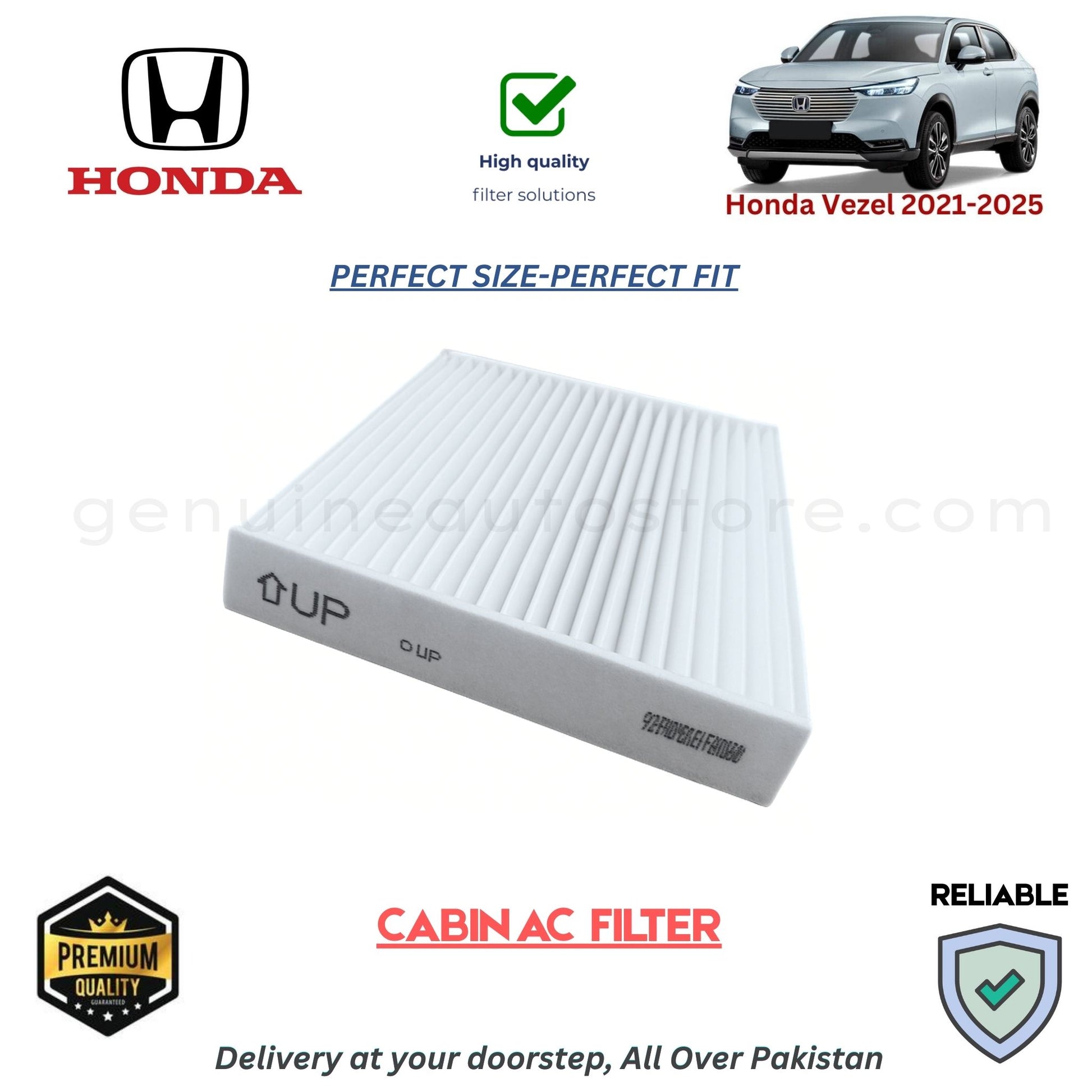 Honda Vezel 2021-2025 CABIN AC FILTER in Pakistan. 100% Genuine, Reliable, Best Price, Cash on Delivery Available  