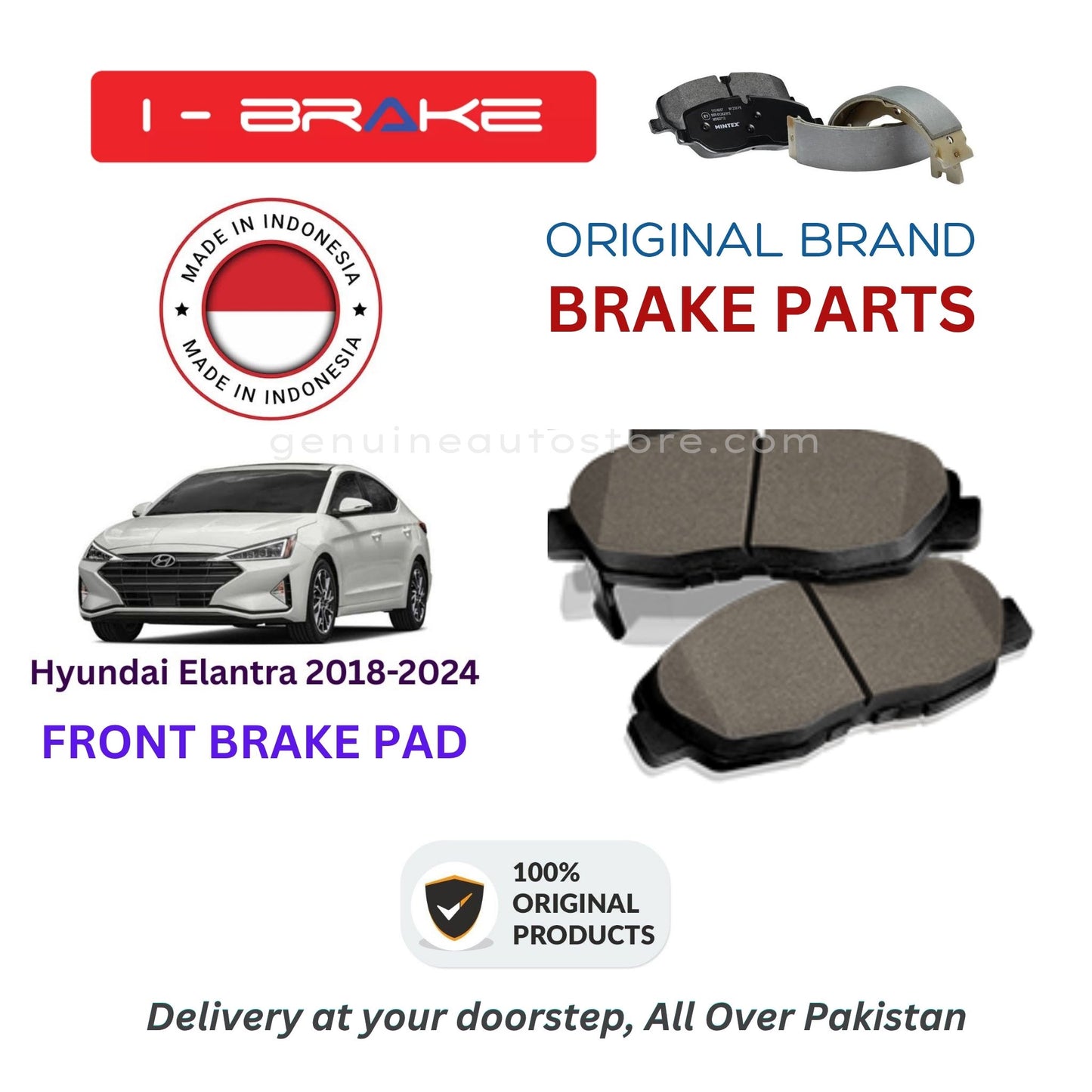 Hyundai Elantra 2018-2024 Front Brake Pads iBrake Indonesia Genuine