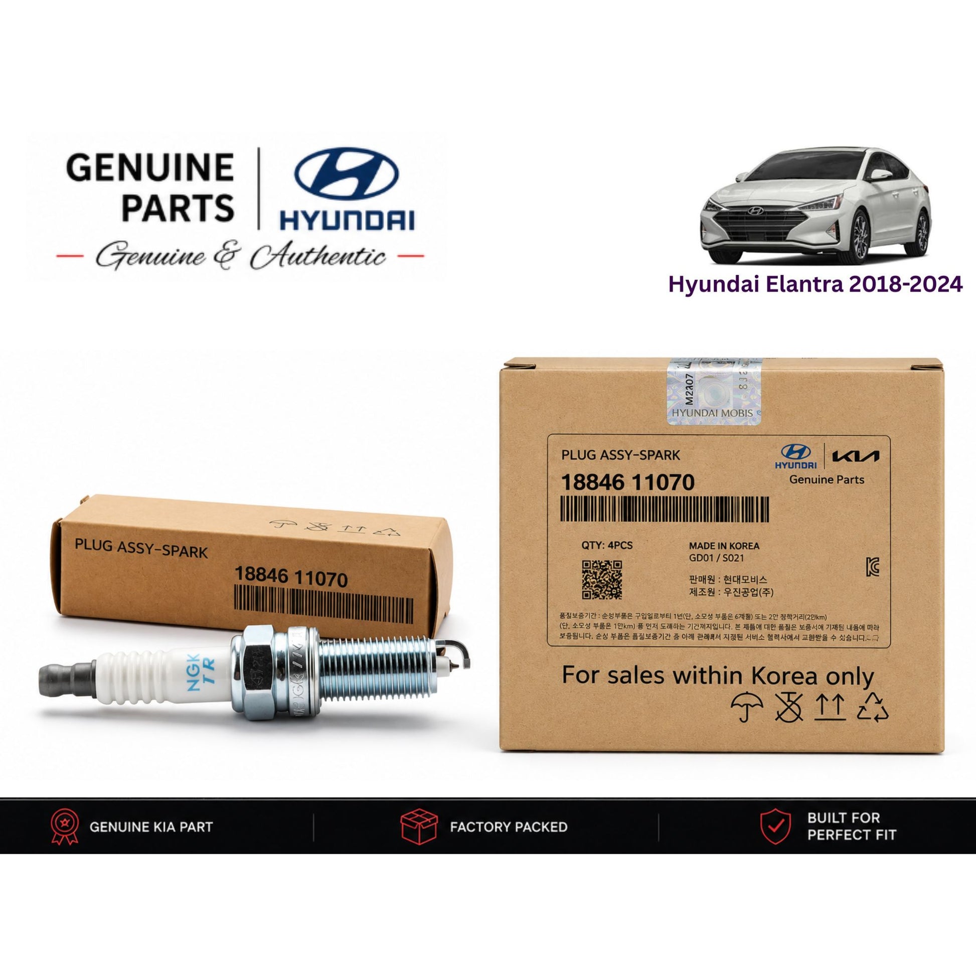 Hyundai Elantra 2018-2024 genuine spark plugs 4-piece set with authentic packaging – Genuine Auto Store Pakistan