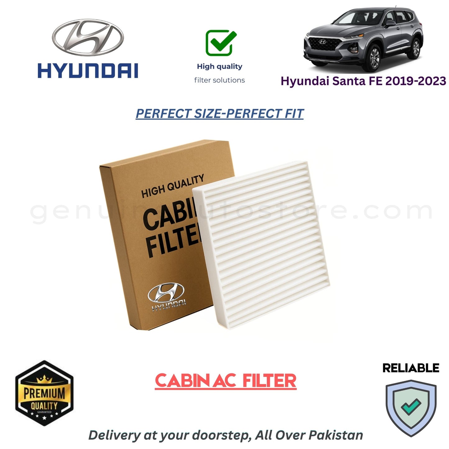 Hyundai Santa FE 2019-2023 CABIN AC FILTER in Pakistan. 100% Genuine, Reliable, Best Price, Cash on Delivery Available 
