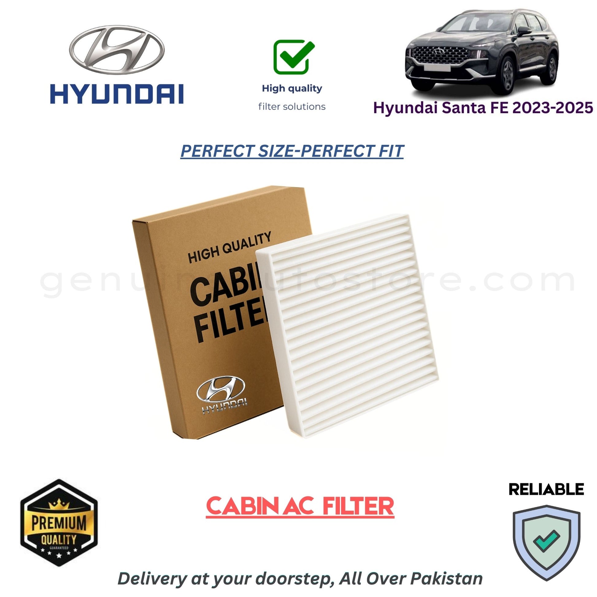 Hyundai Santa FE 2023-2025 CABIN AC FILTER in Pakistan. 100% Genuine, Reliable, Best Price, Cash on Delivery Available 