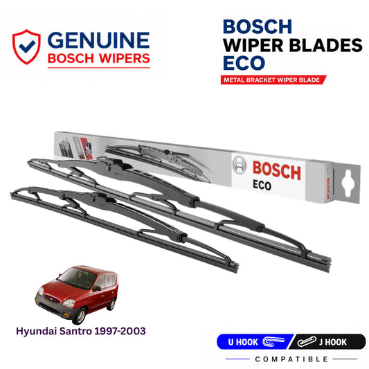 Bosch Genuine metal front wiper set for Hyundai Santro 1997-2003, pair of two