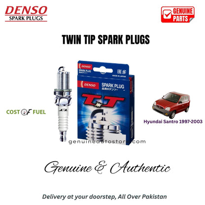Hyundai Santro 1997-2003 DENSO Twin Tip Spark Plugs 4pcs in Pakistan – genuine replacement, better mileage and smooth performance