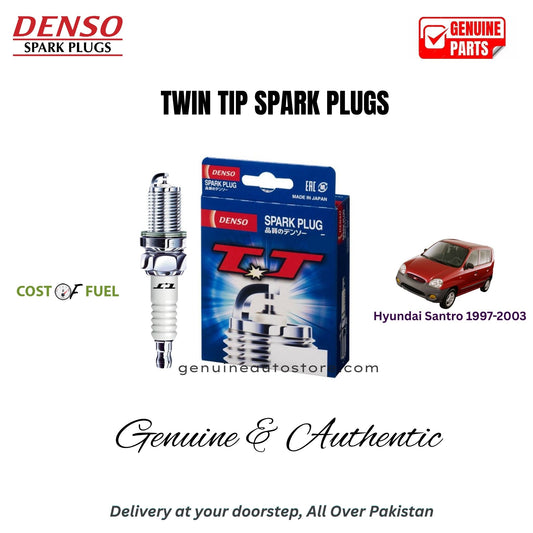 Hyundai Santro 1997-2003 DENSO Twin Tip Spark Plugs 4pcs in Pakistan – genuine replacement, better mileage and smooth performance