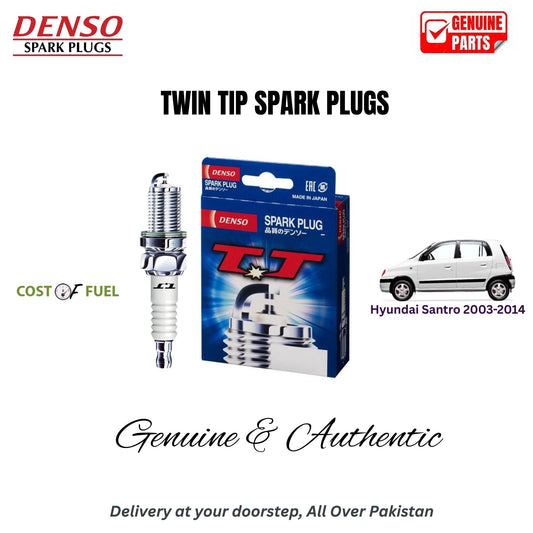 Hyundai Santro 2003-2014 DENSO Twin Tip Spark Plugs 4pcs in Pakistan – genuine replacement, better mileage and smooth performance