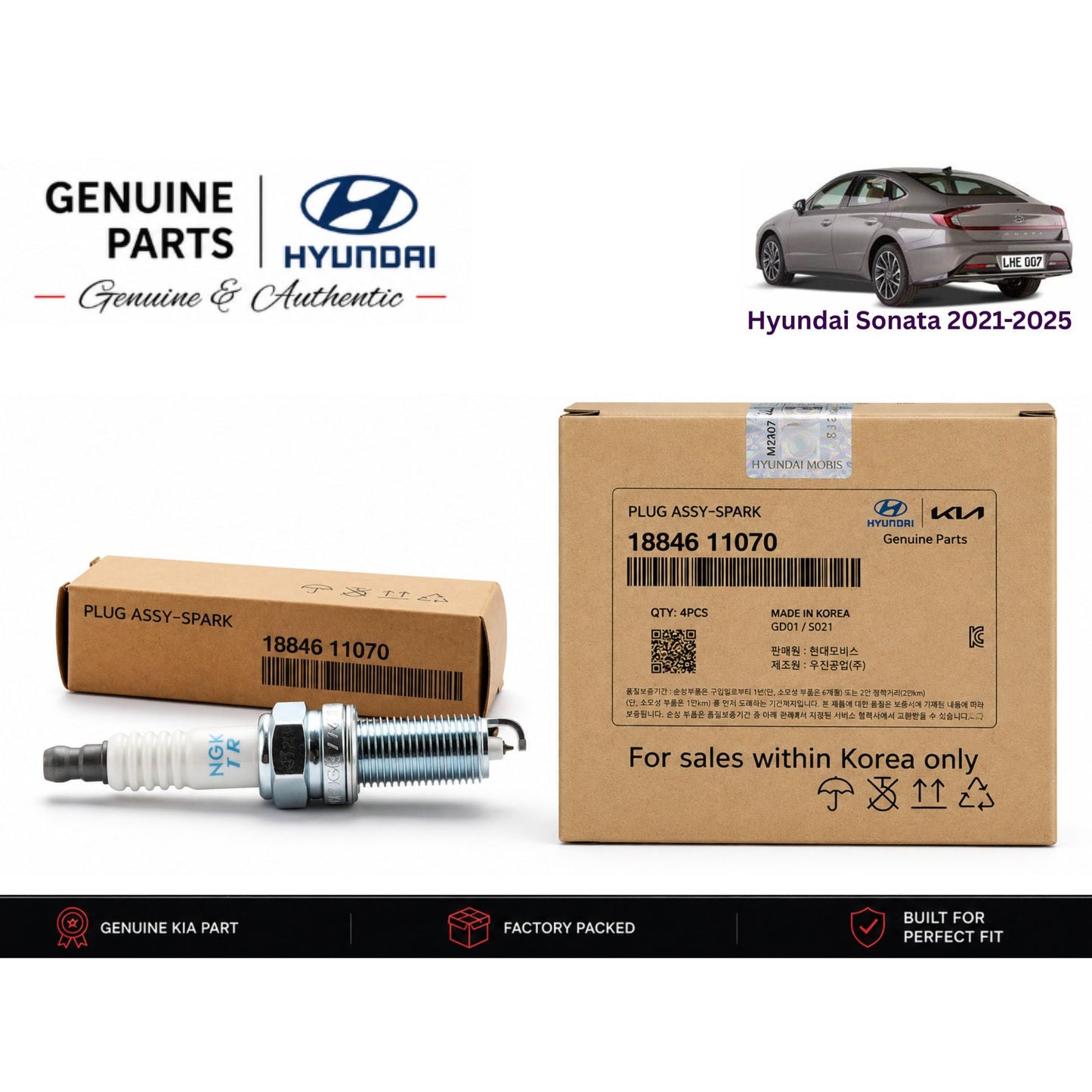 Hyundai Sonata 2021-2025 genuine spark plugs 4-piece set with authentic packaging – Genuine Auto Store Pakistan