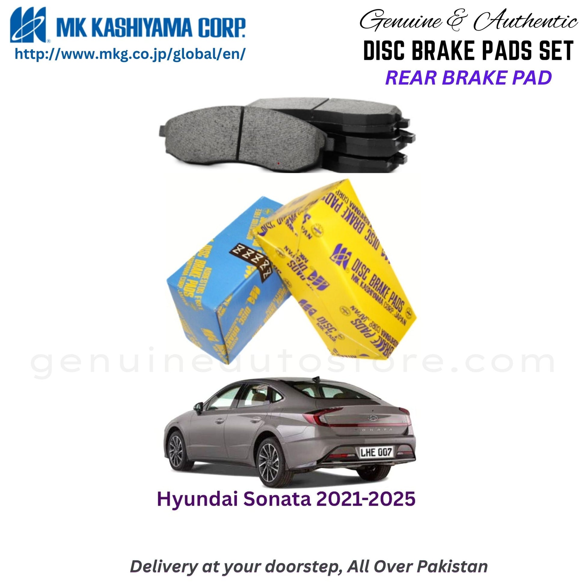 Hyundai Sonata 2021-2025 Rear Brake Pads MK Japan in Pakistan. 100% Genuine, Reliable, Best Price, Cash on Delivery Available