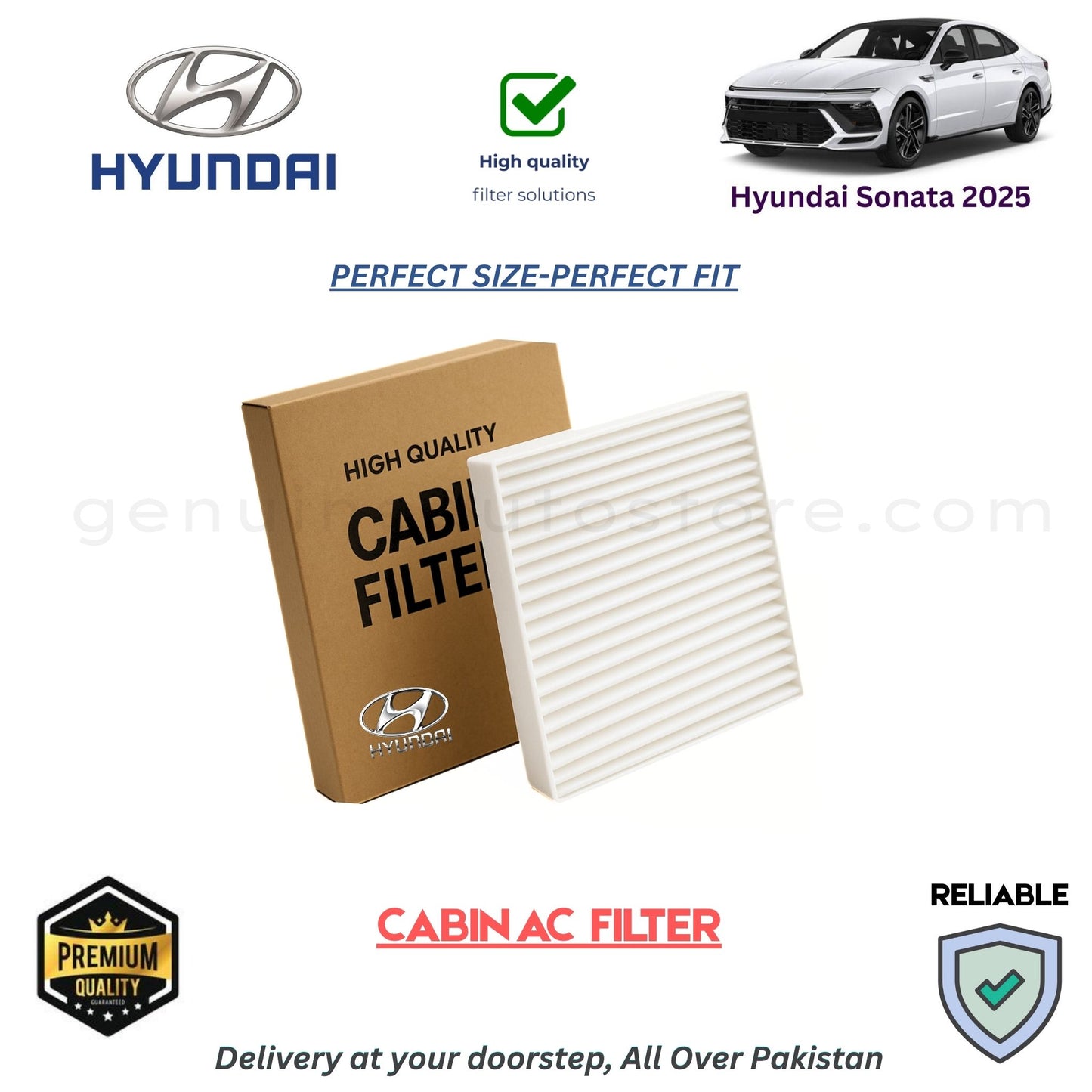 Hyundai Sonata 2025 CABIN AC FILTER in Pakistan. 100% Genuine, Reliable, Best Price, Cash on Delivery Available 