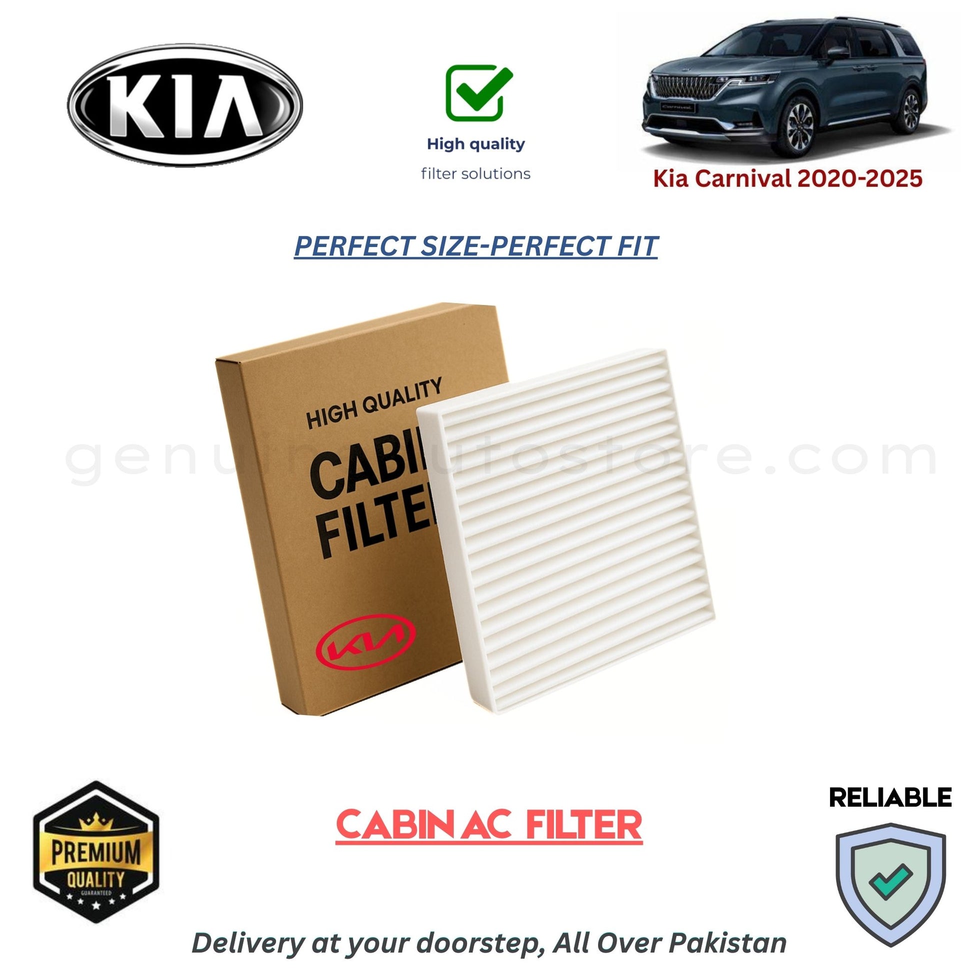 Kia Carnival 2020-2025 CABIN AC FILTER in Pakistan. 100% Genuine, Reliable, Best Price, Cash on Delivery Available 