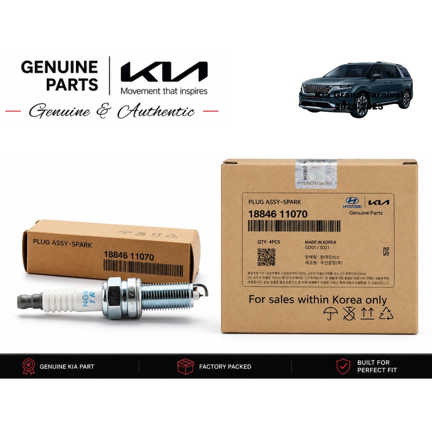 Kia Grand Carnival 2020-2025 genuine spark plug set with authentic packaging – Genuine Auto Store Pakistan