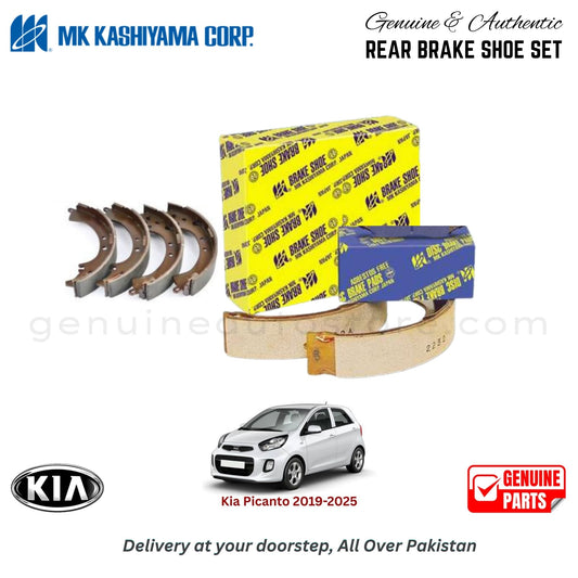 Kia Picanto 2019-2025 MK JAPAN REAR BRAKE SHOE SET in Pakistan. 100% Genuine, Reliable, Best Price, Cash on Delivery Available