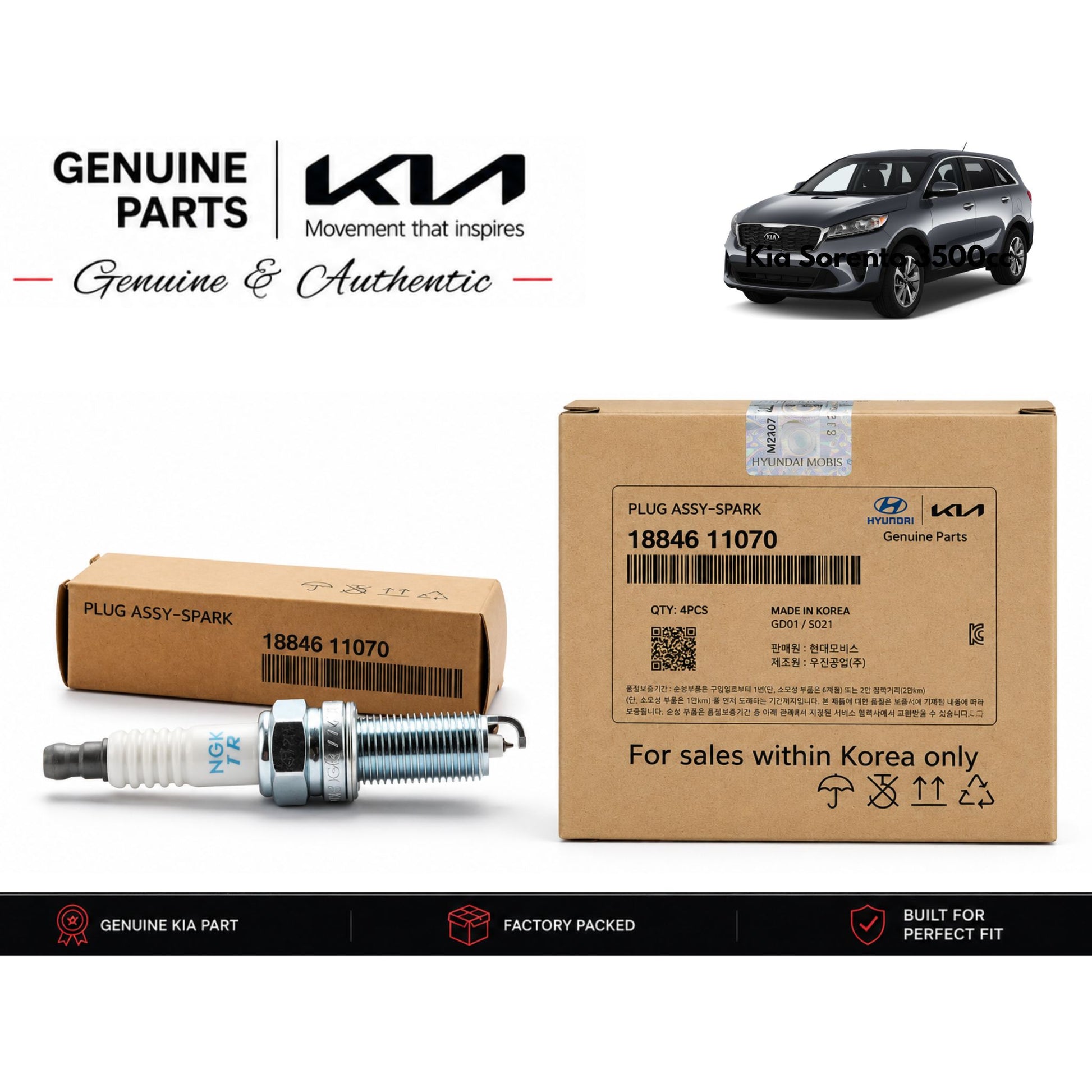 Kia Sorento 3500cc genuine spark plugs 6-piece set with authentic packaging – Genuine Auto Store Pakistan