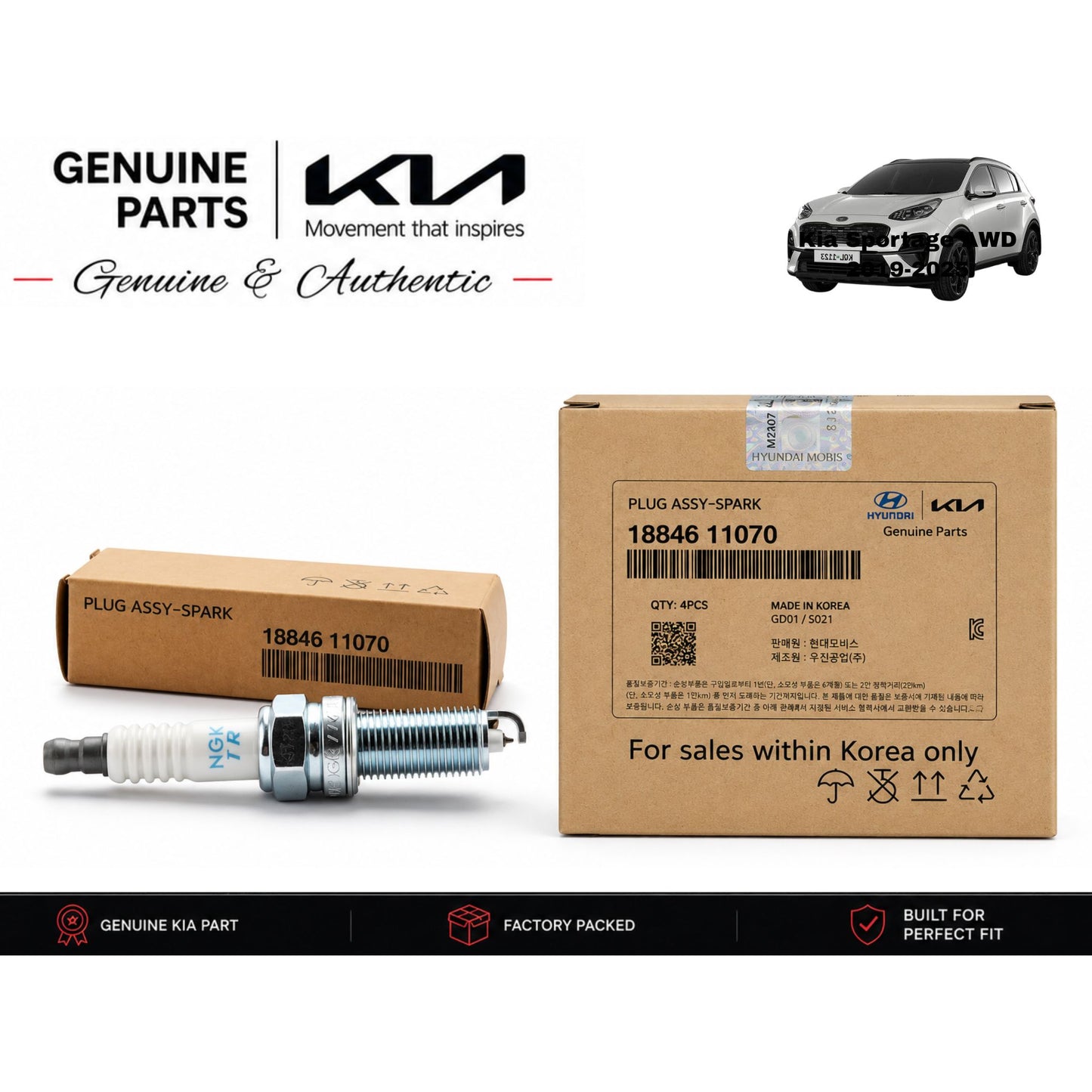 Kia Sportage AWD 2019-2025 genuine spark plugs 4-piece set with authentic packaging – Genuine Auto Store Pakistan