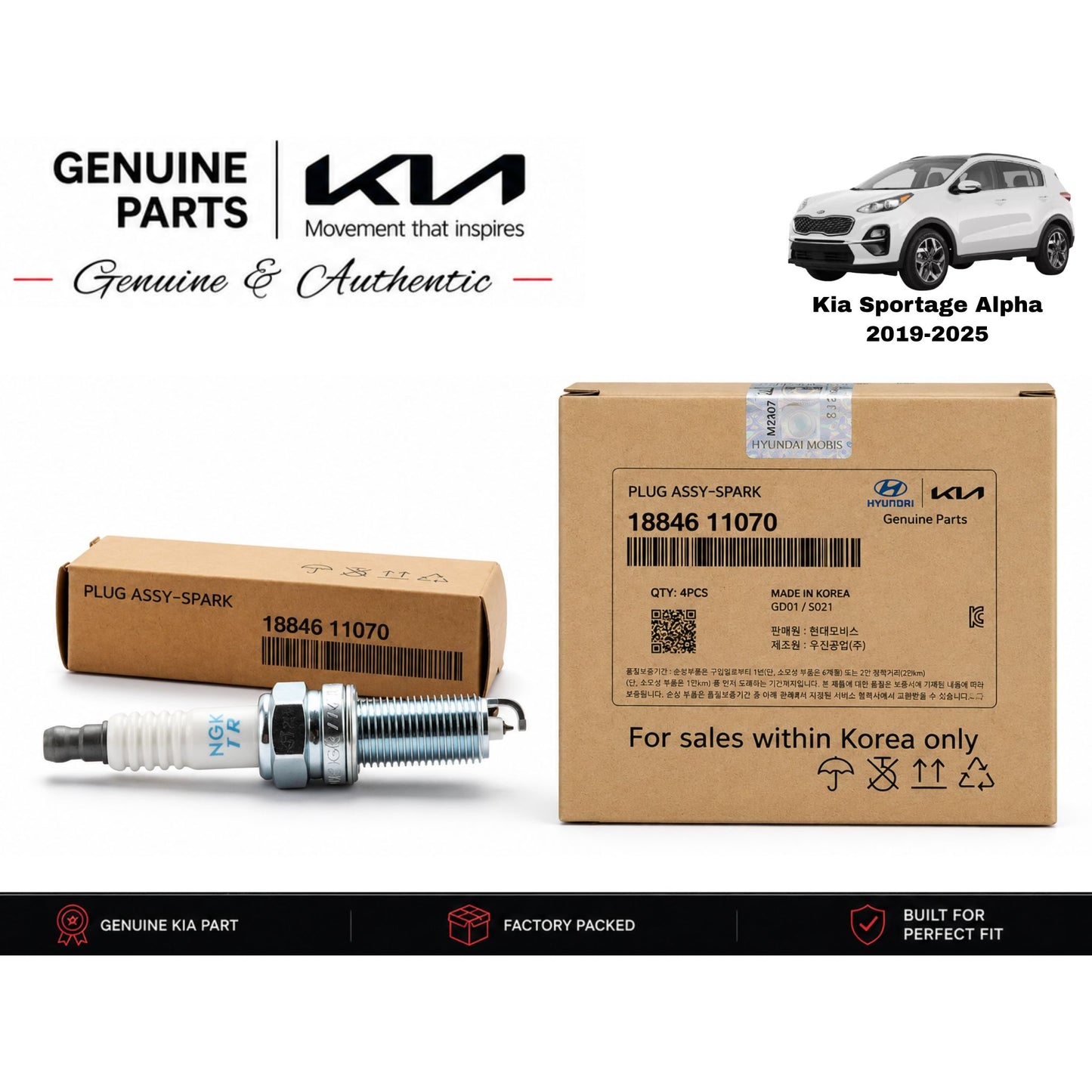 Kia Sportage Alpha 2019-2025 genuine spark plugs 4-piece set with authentic packaging – Genuine Auto Store Pakistan
