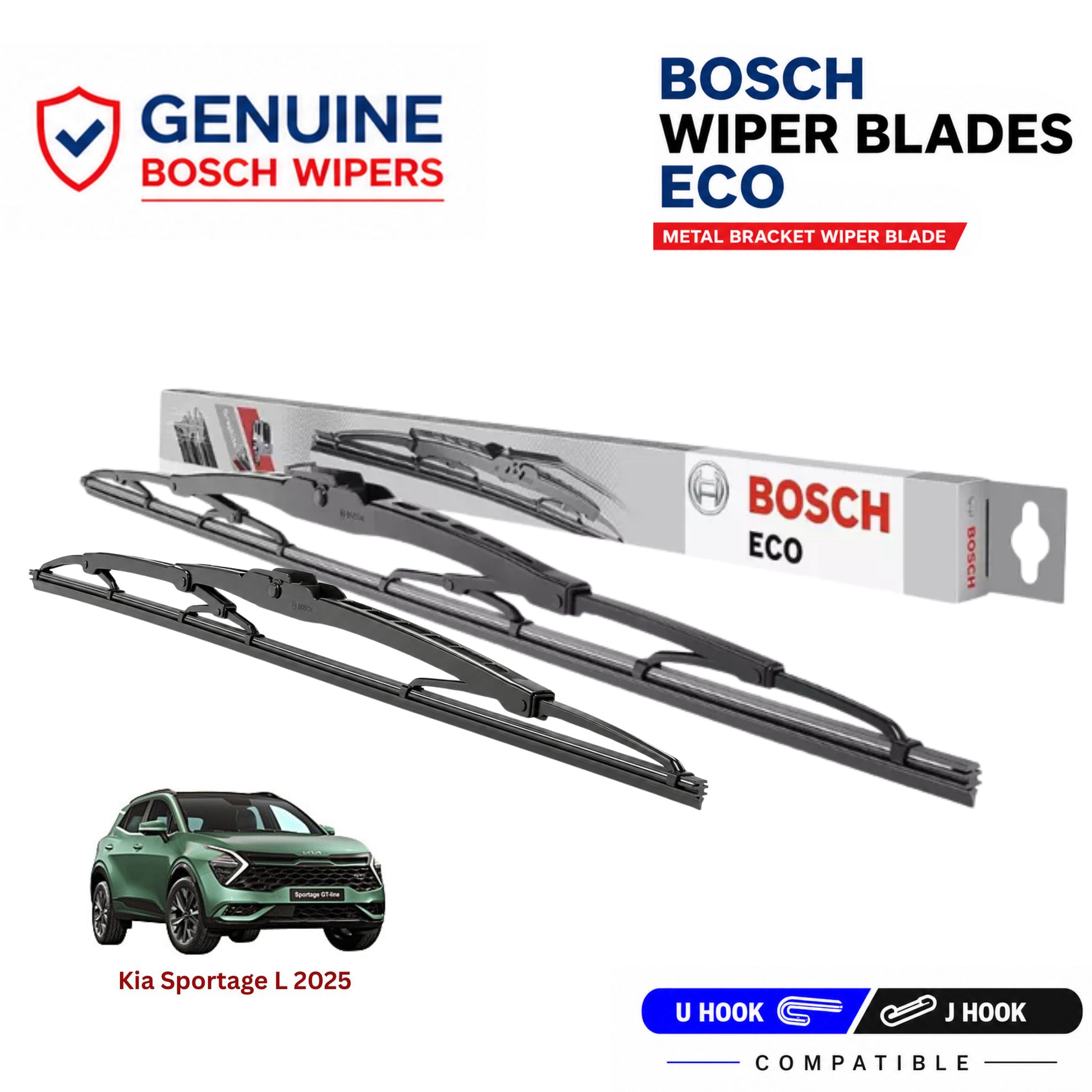 Bosch Genuine metal front wiper set for Kia Sportage L 2025, pair of two
