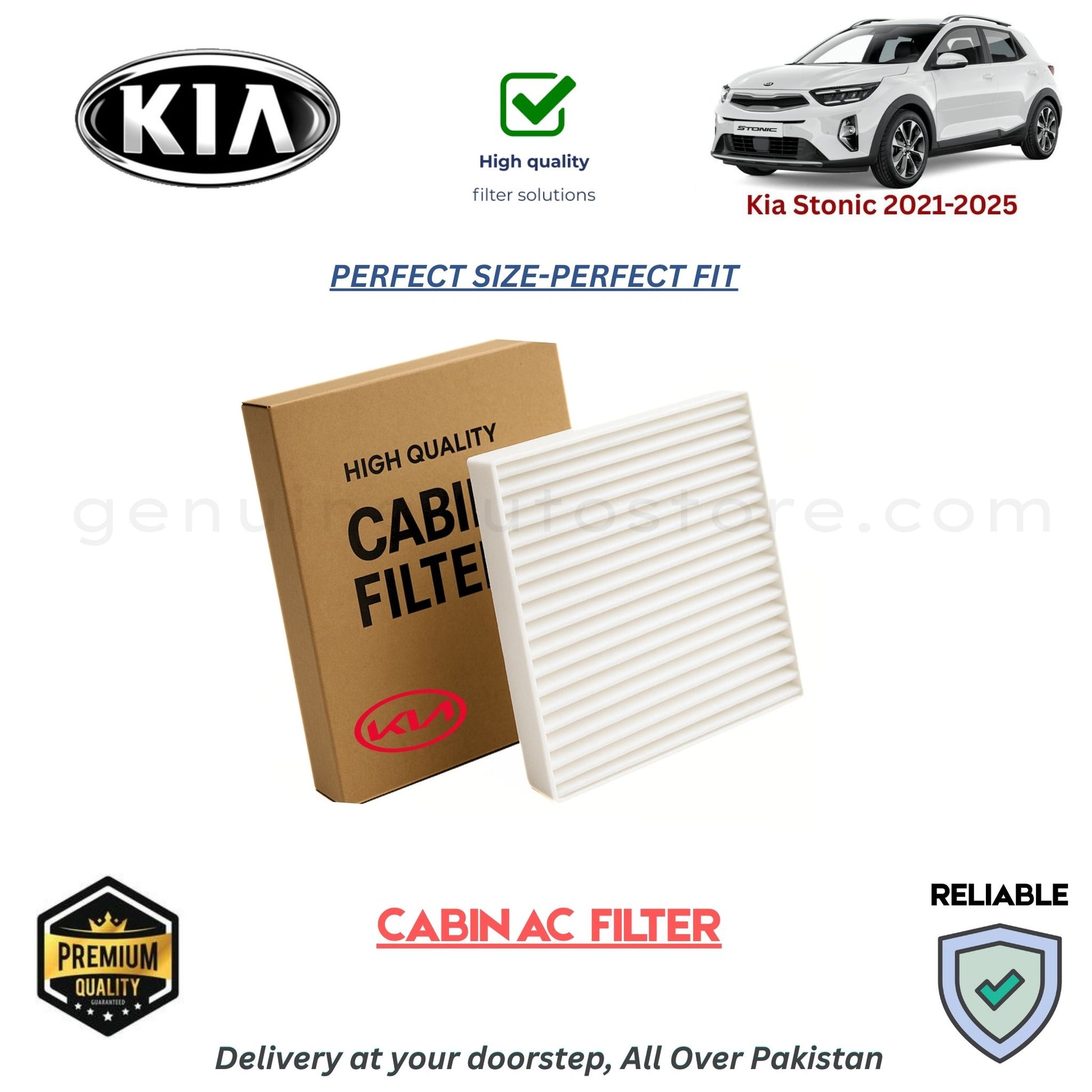 Kia Stonic 2021-2025 CABIN AC FILTER in Pakistan. 100% Genuine, Reliable, Best Price, Cash on Delivery Available 
