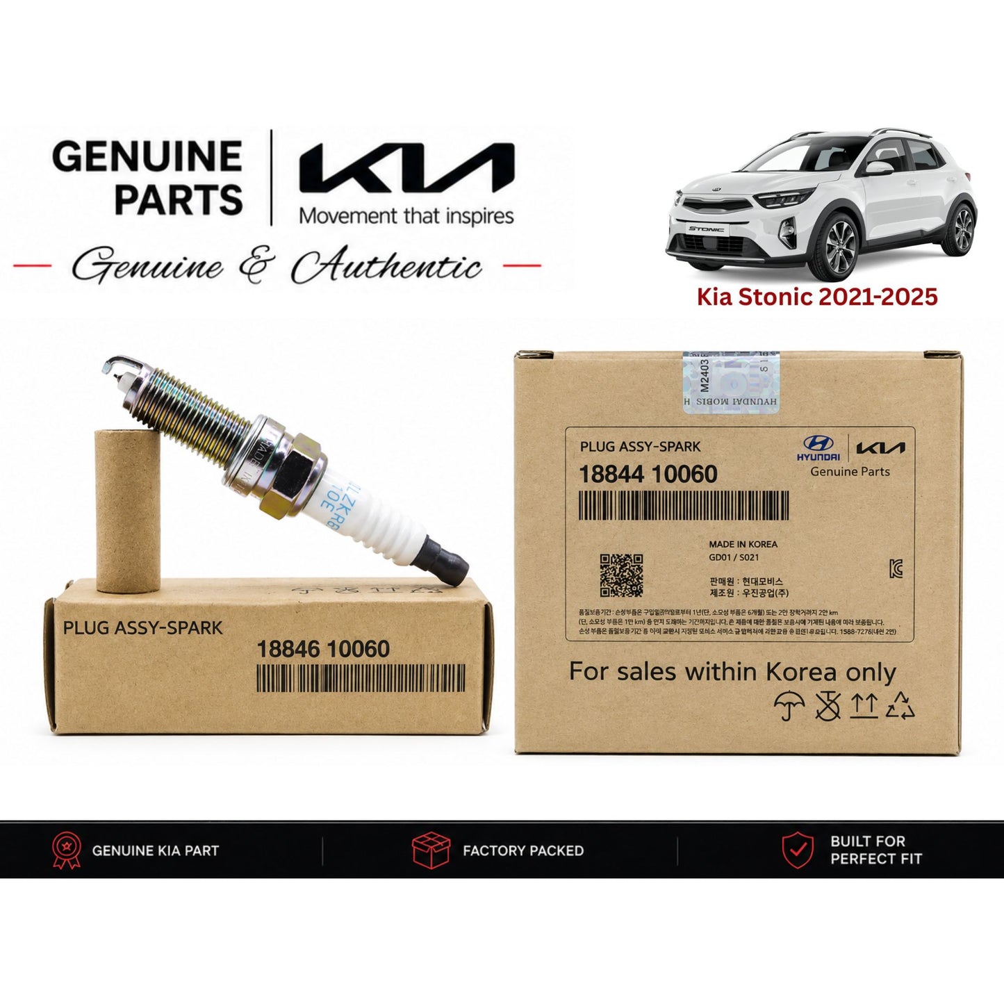 Kia Stonic genuine spark plugs 4-piece set with authentic packaging – Genuine Auto Store Pakistan