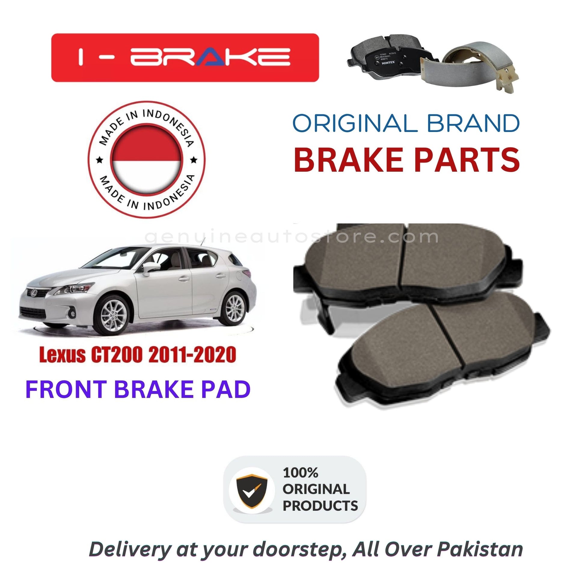 Lexus CT200 2011-2020 Front Brake Pads iBrake Indonesia Genuine