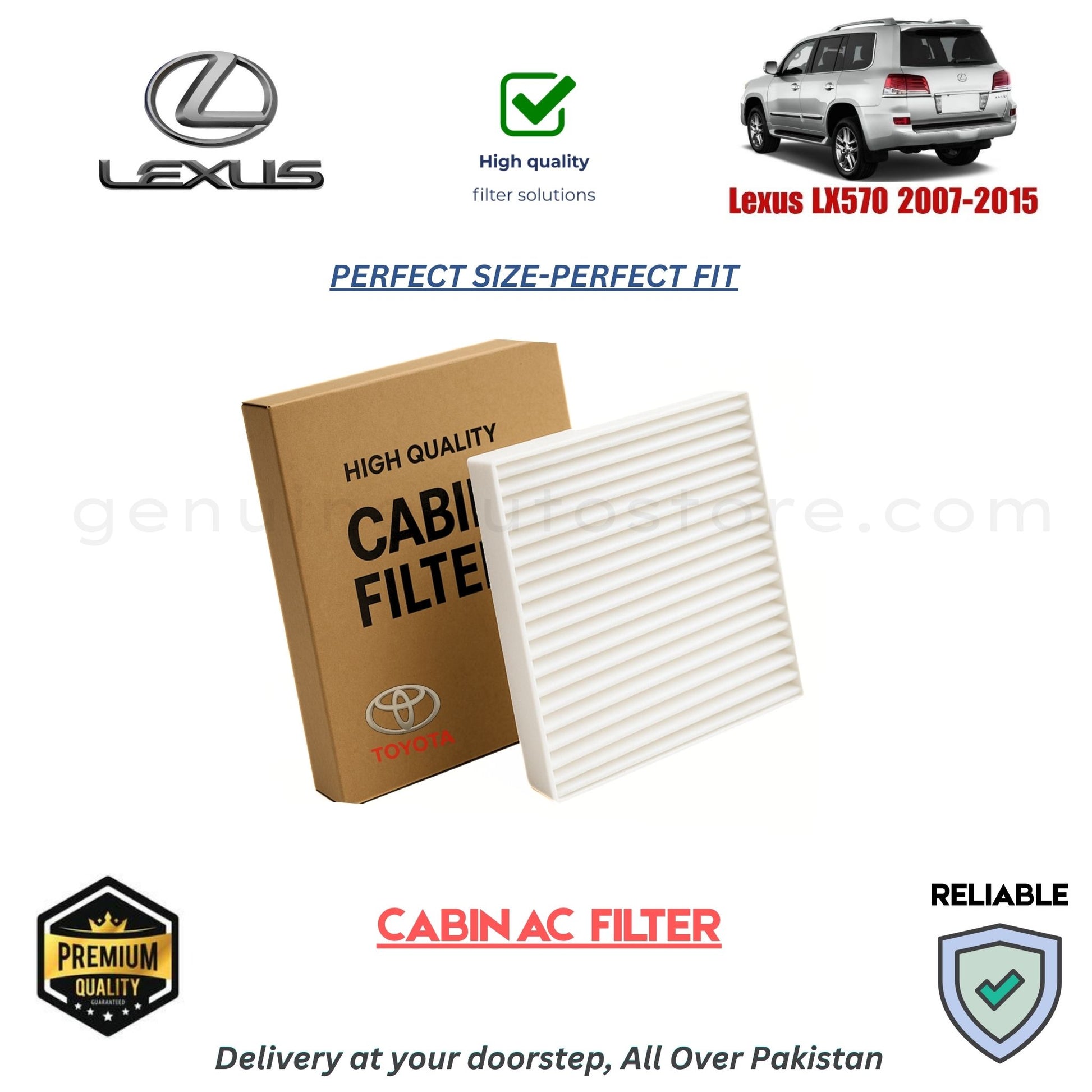 Lexus LX570 2007-2015 CABIN AC FILTER in Pakistan. 100% Genuine, Reliable, Best Price, Cash on Delivery Available 