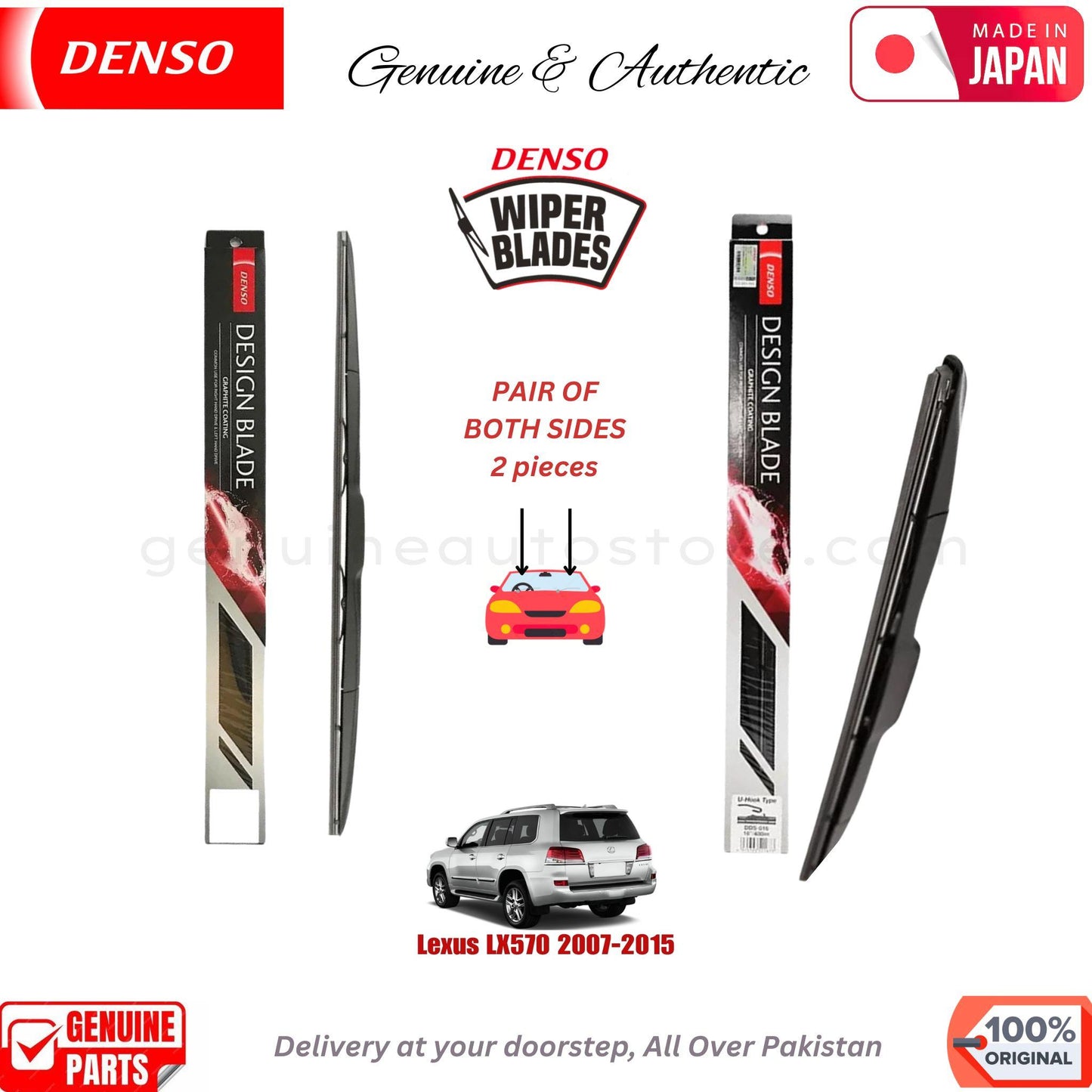 Lexus LX570 2007-2015 DENSO JAPAN WIPER BLADE SET in Pakistan. 100% Genuine, Original, Best Price, Cash on Delivery Available