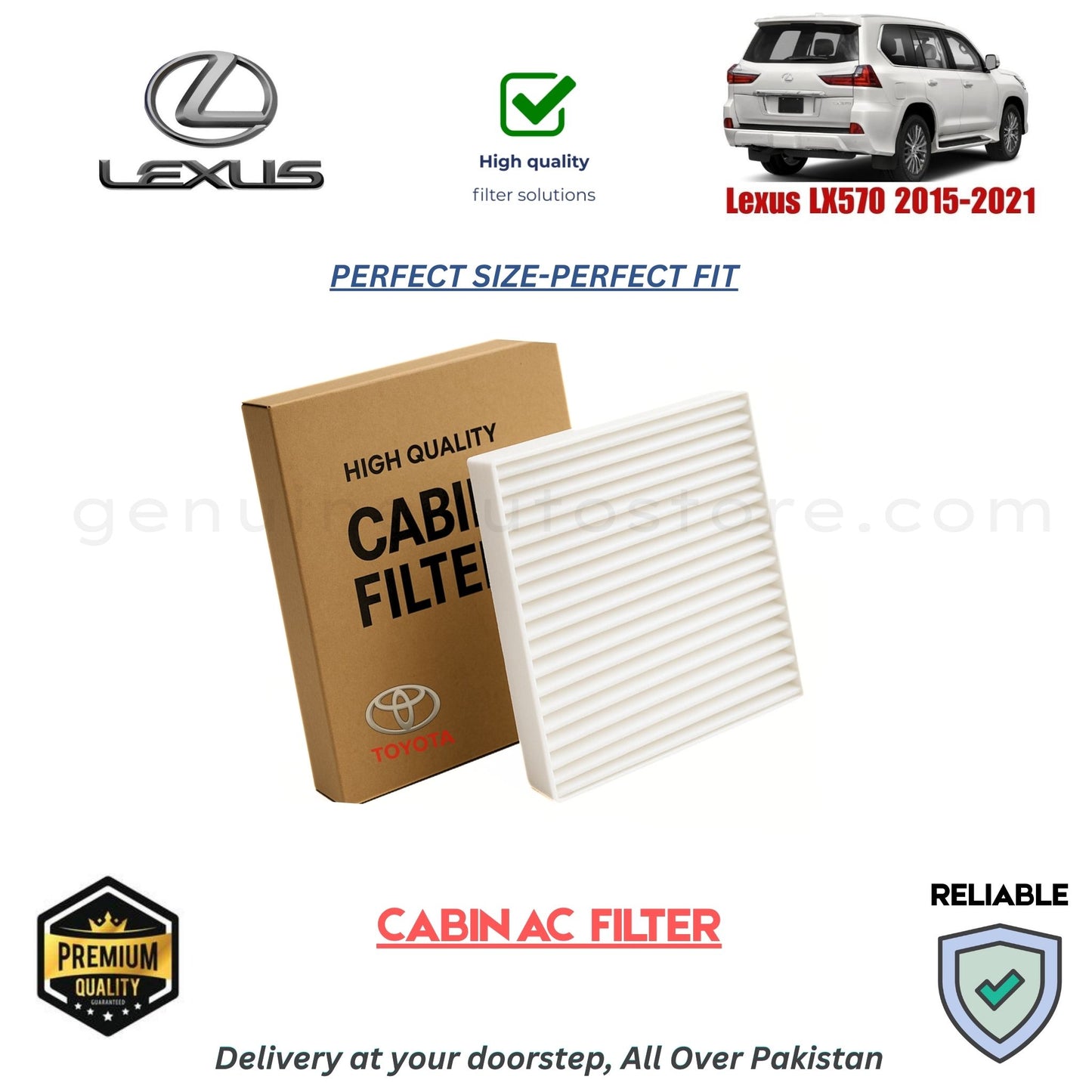 Lexus LX570 2015-2021 CABIN AC FILTER in Pakistan. 100% Genuine, Reliable, Best Price, Cash on Delivery Available 