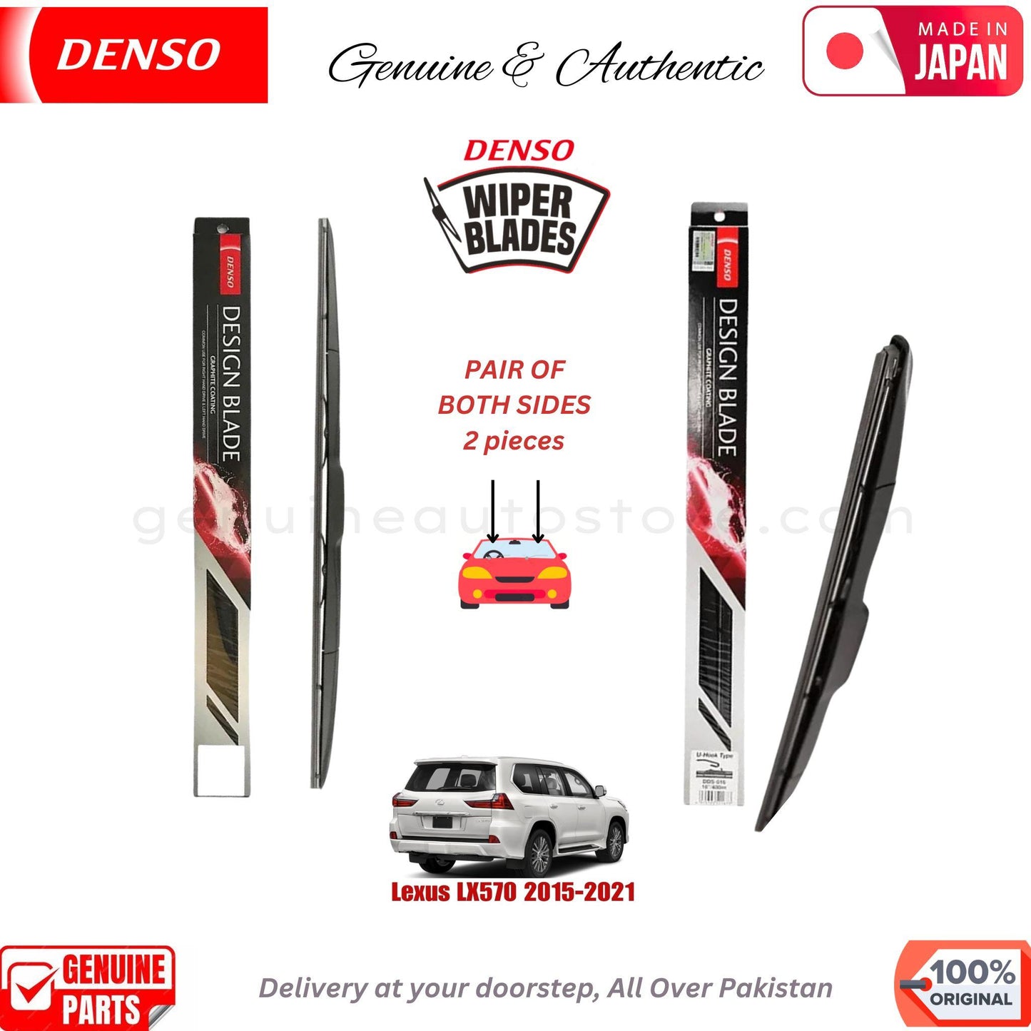 Lexus LX570 2015-2021 DENSO JAPAN WIPER BLADE SET in Pakistan. 100% Genuine, Original, Best Price, Cash on Delivery Available