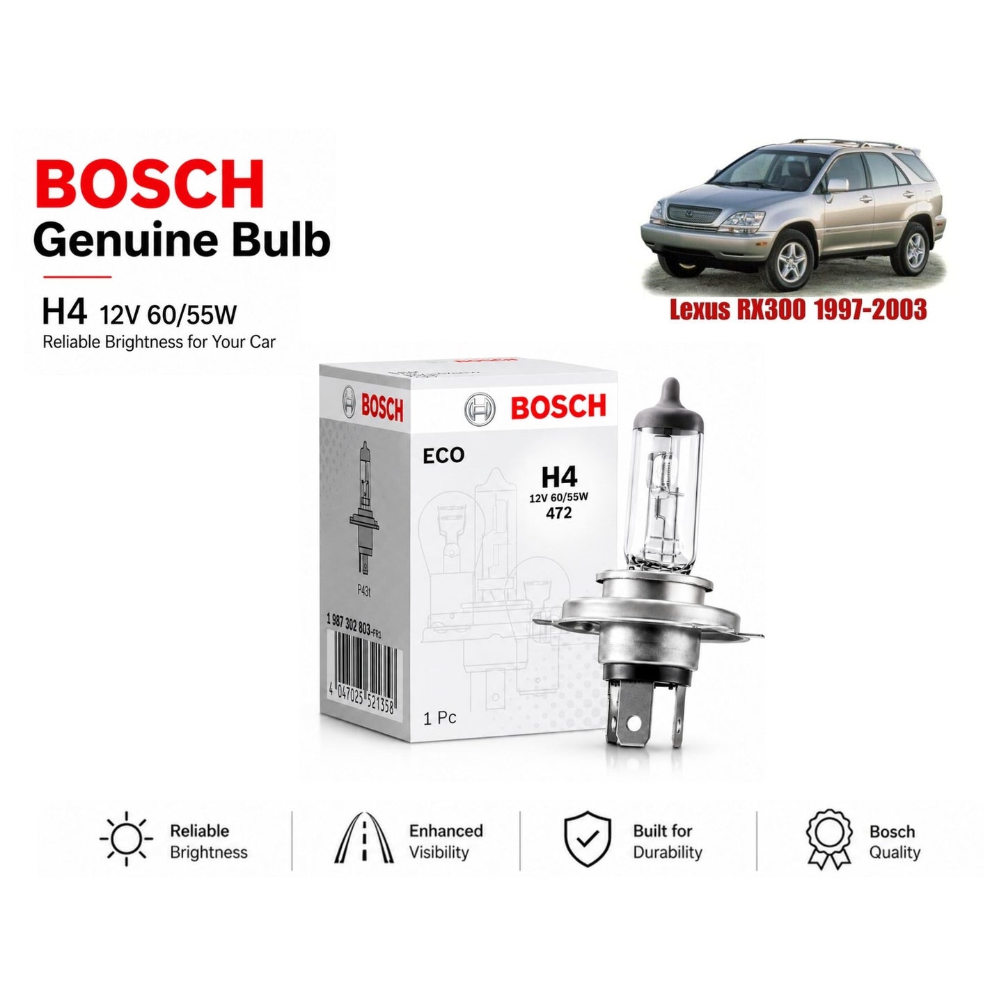 Lexus Rx300 1997-2003 Headlight Bulb Bosch in Pakistan
