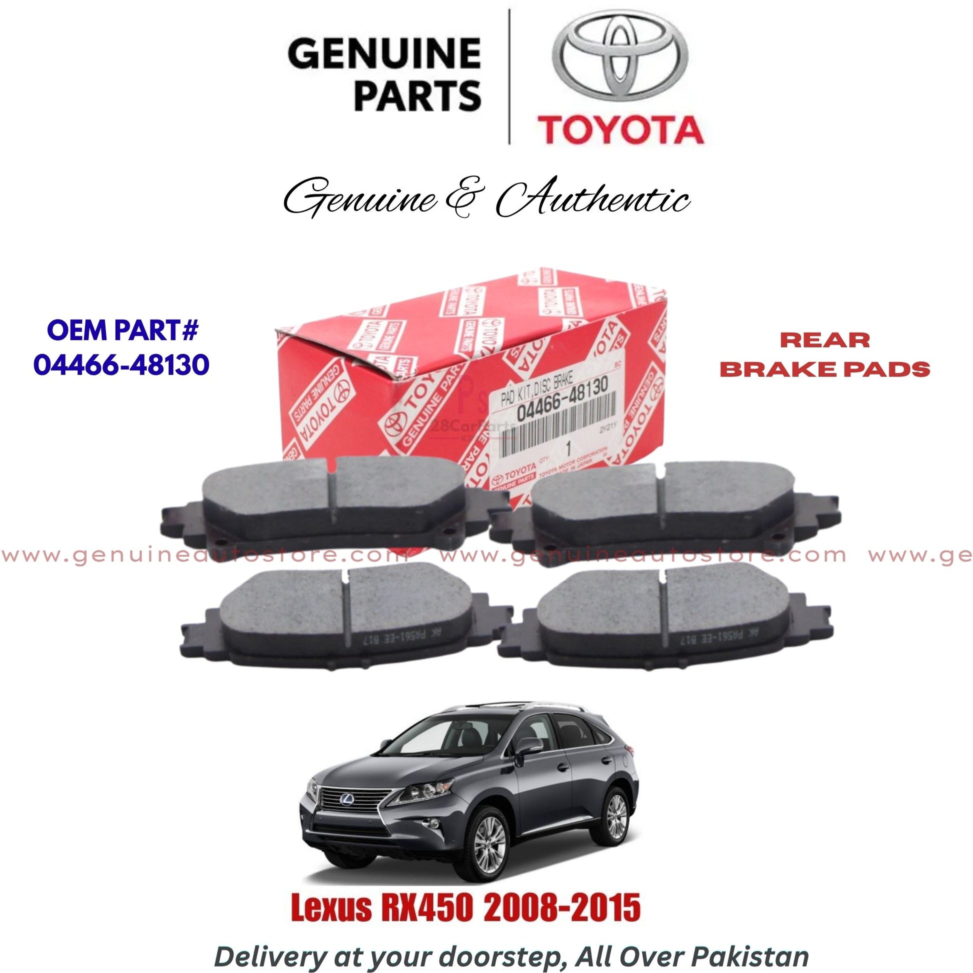 Lexus Rx450 2008-2015 Genuine Rear Brake Pads 04466-48130 Pakistan