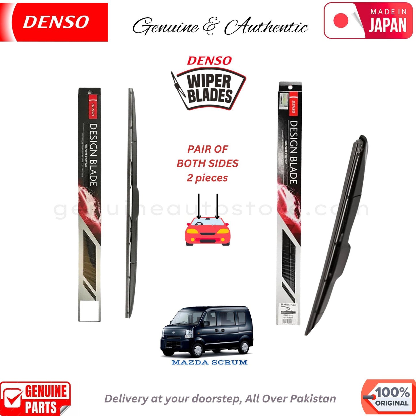 MAZDA SCRUM DENSO JAPAN WIPER BLADE SET in Pakistan. 100% Genuine, Original, Best Price, Cash on Delivery Available