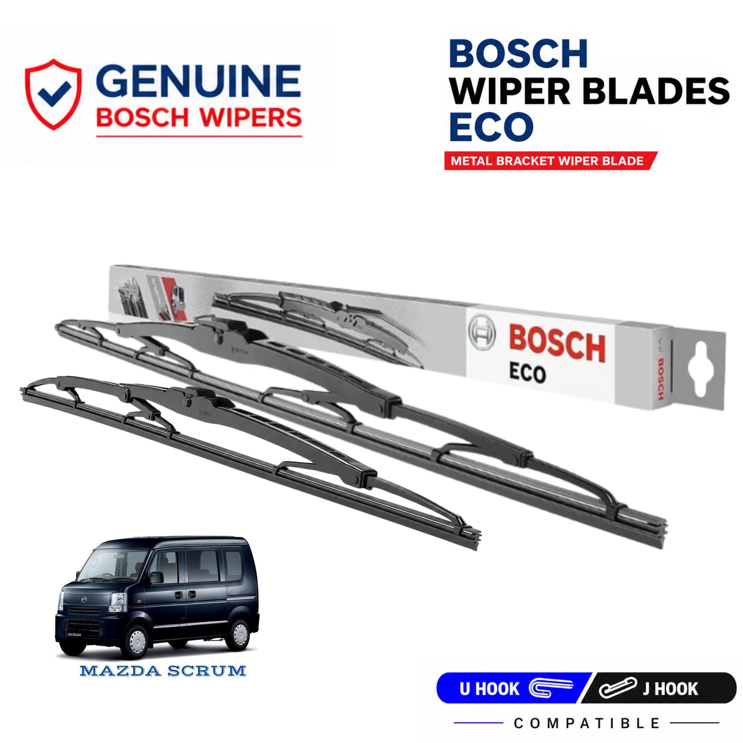 Bosch Genuine metal front wiper set for Mazda Scrum, pair of two