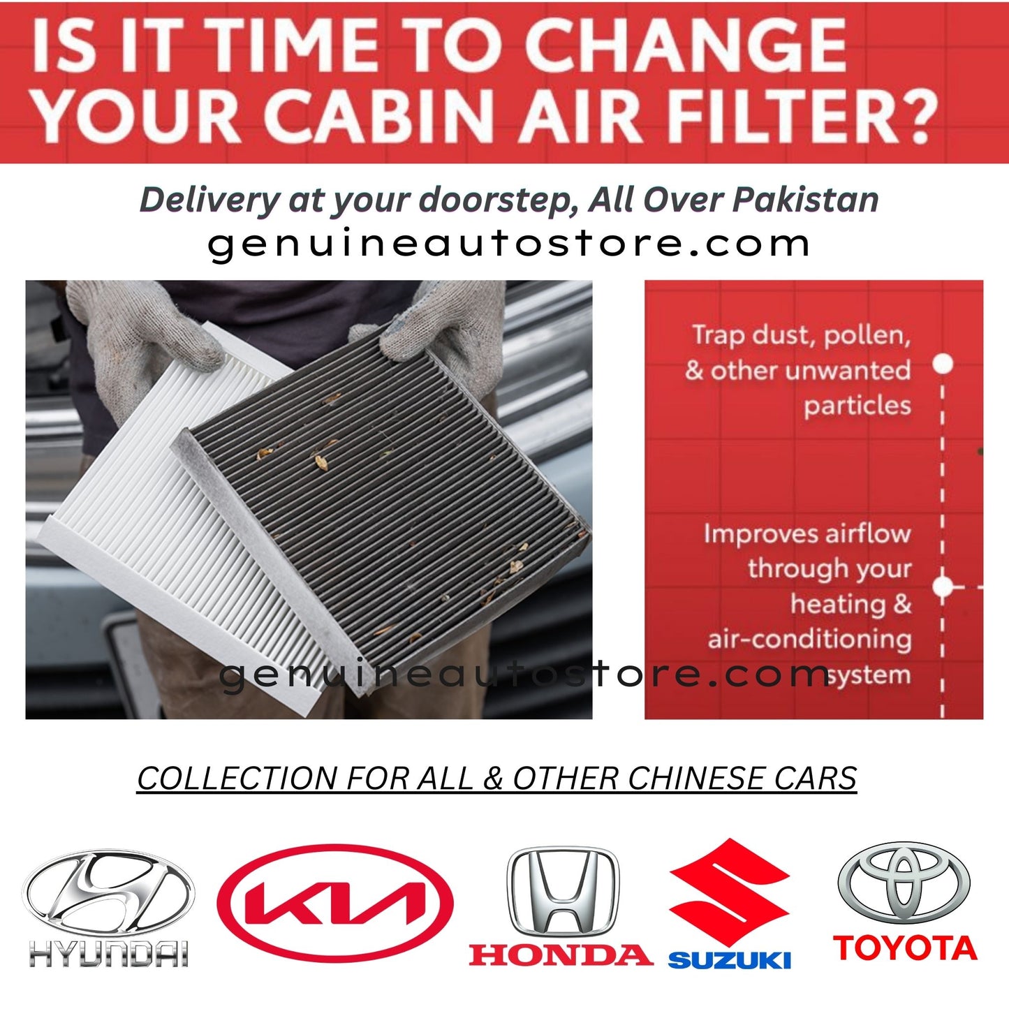 MG ZS 2020-2025 CABIN AC FILTER in Pakistan. 100% Genuine, Reliable, Best Price, Cash on Delivery Available 