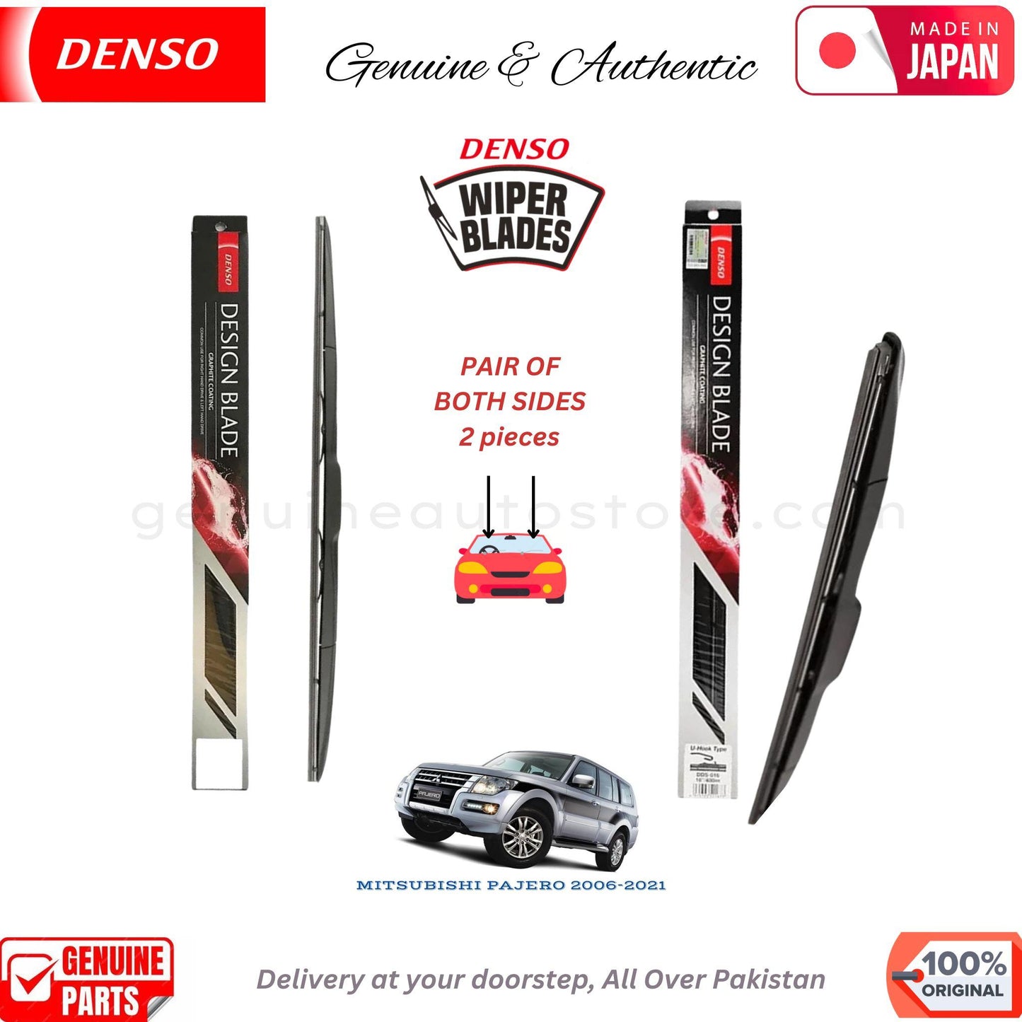 MISTUBISHI PAJERO 1999-2006 DENSO JAPAN WIPER BLADE SET in Pakistan. 100% Genuine, Original, Best Price, Cash on Delivery Available  