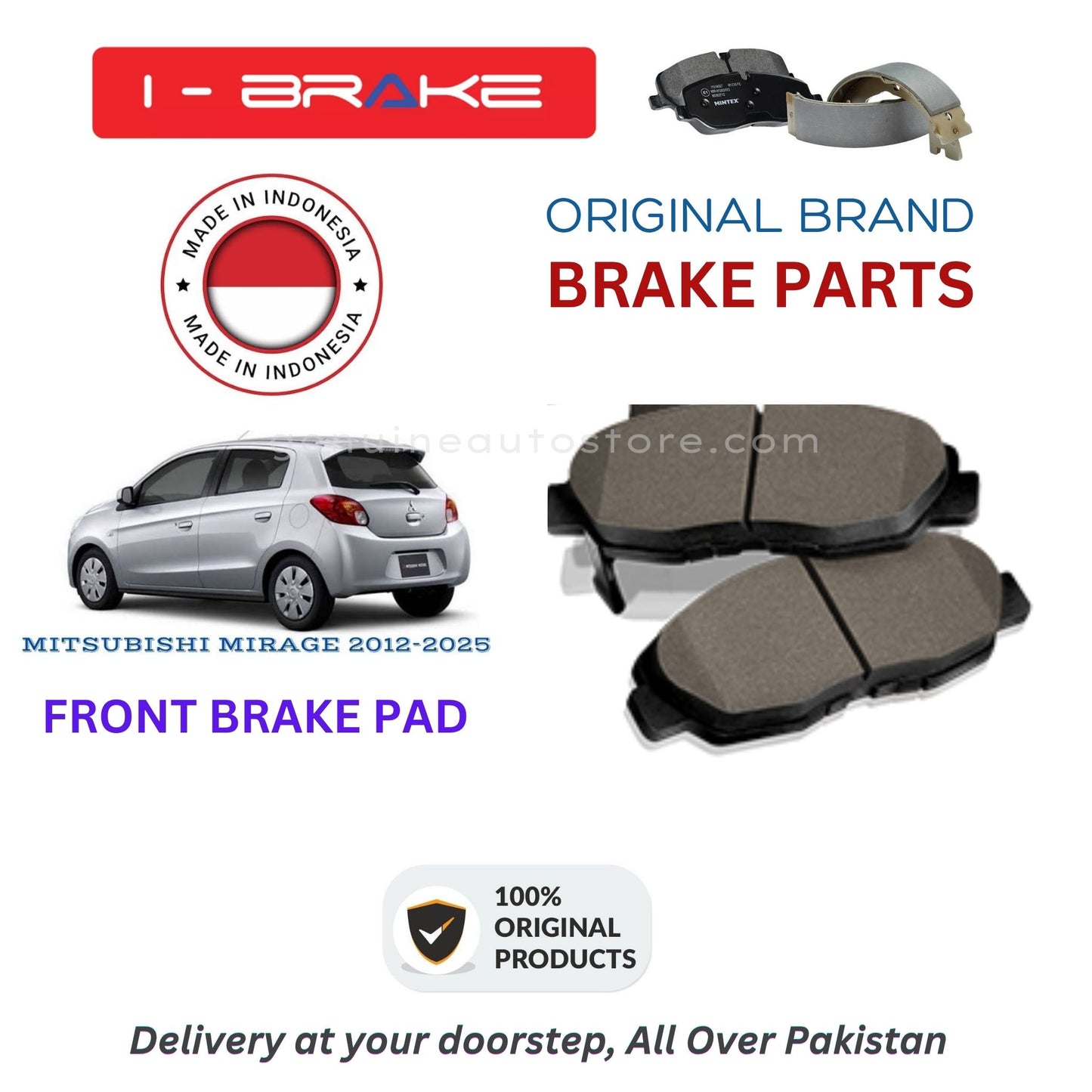 MITSUBISHI MIRAGE 2012-2025 Front Brake Pads iBrake Indonesia Genuine
