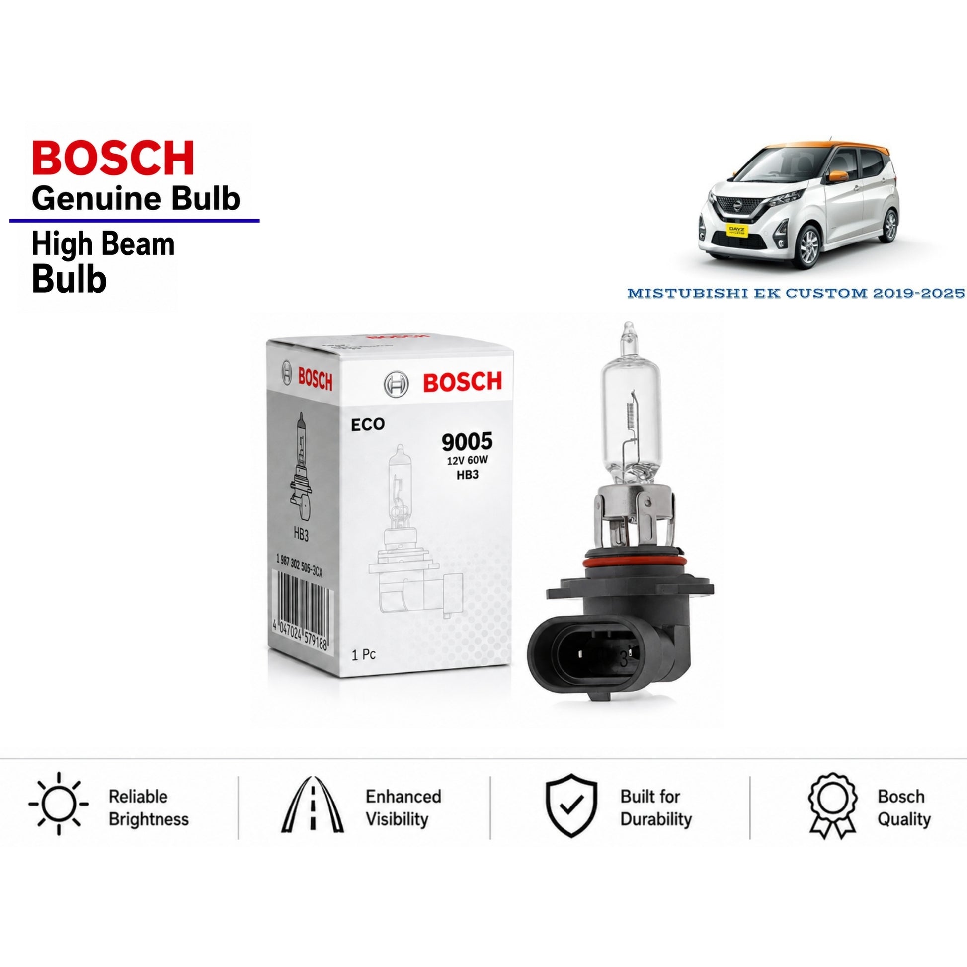 Mitsubishi Ek Custom 2019-2025 High Beam Headlight Bulb Bosch in Pakistan