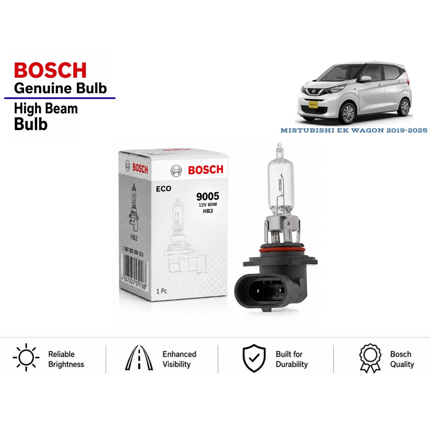 Mitsubishi Ek Wagon 2019-2025 High Beam Headlight Bulb Bosch in Pakistan
