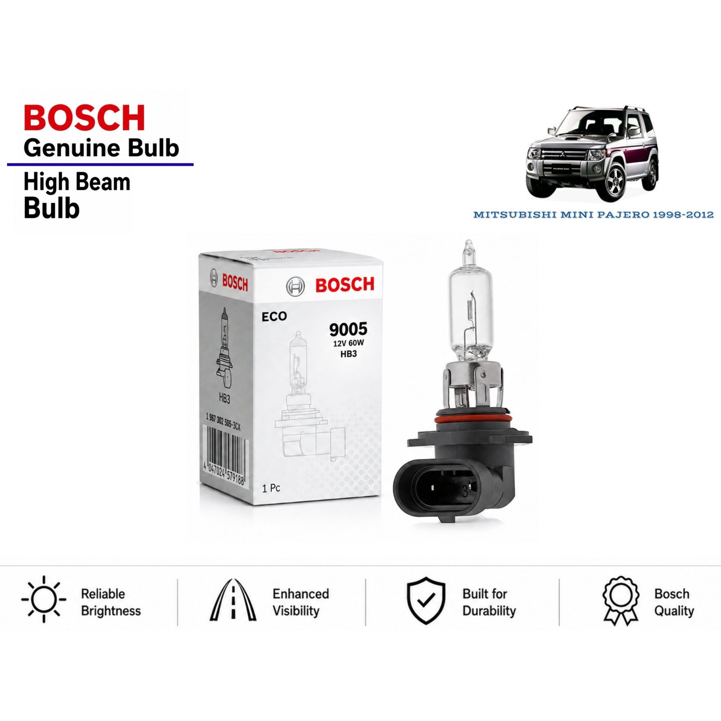 Mitsubishi Mini Pajero 1998-2012 High Beam Headlight Bulb Bosch in Pakistan