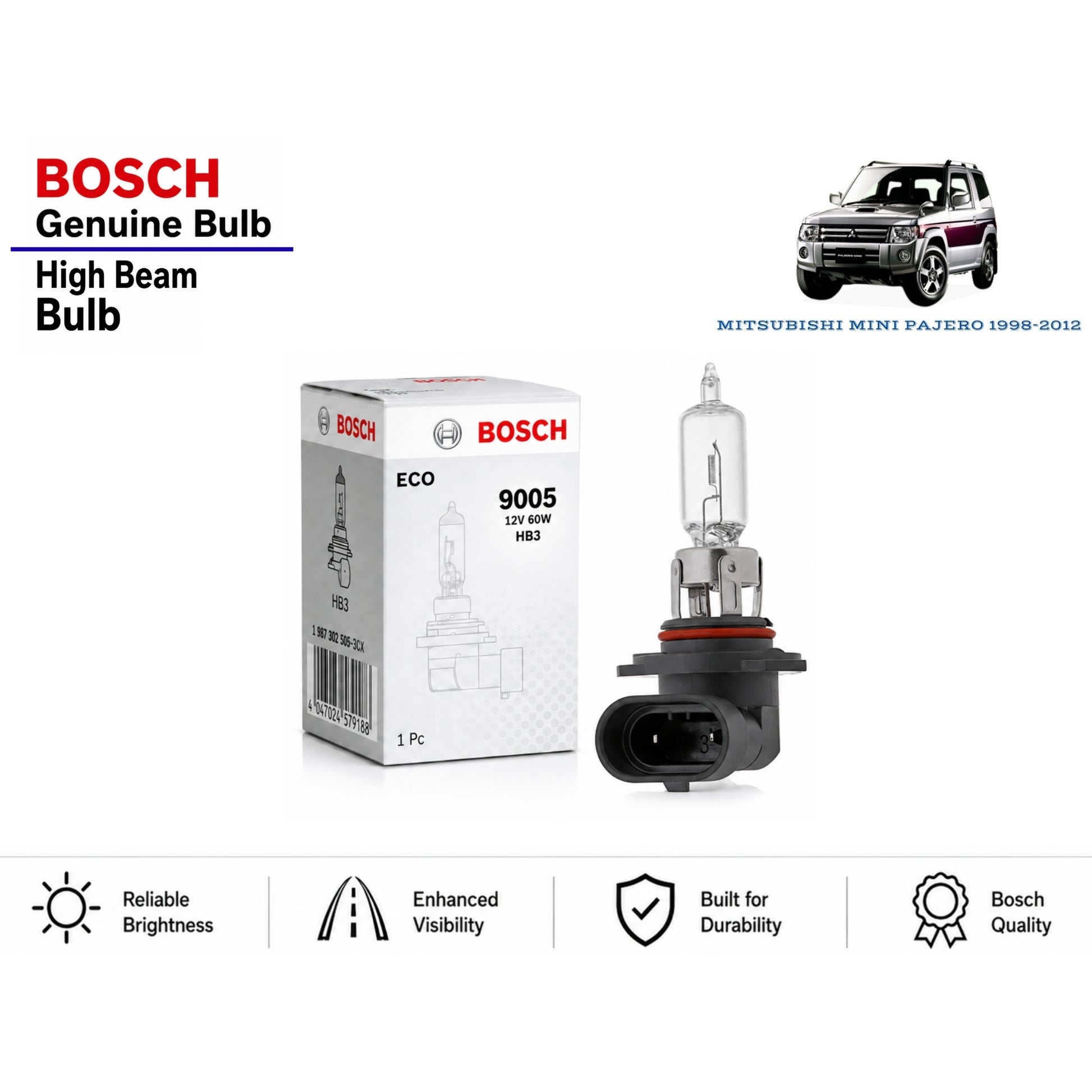 Mitsubishi Mini Pajero 1998-2012 High Beam Headlight Bulb Bosch in Pakistan
