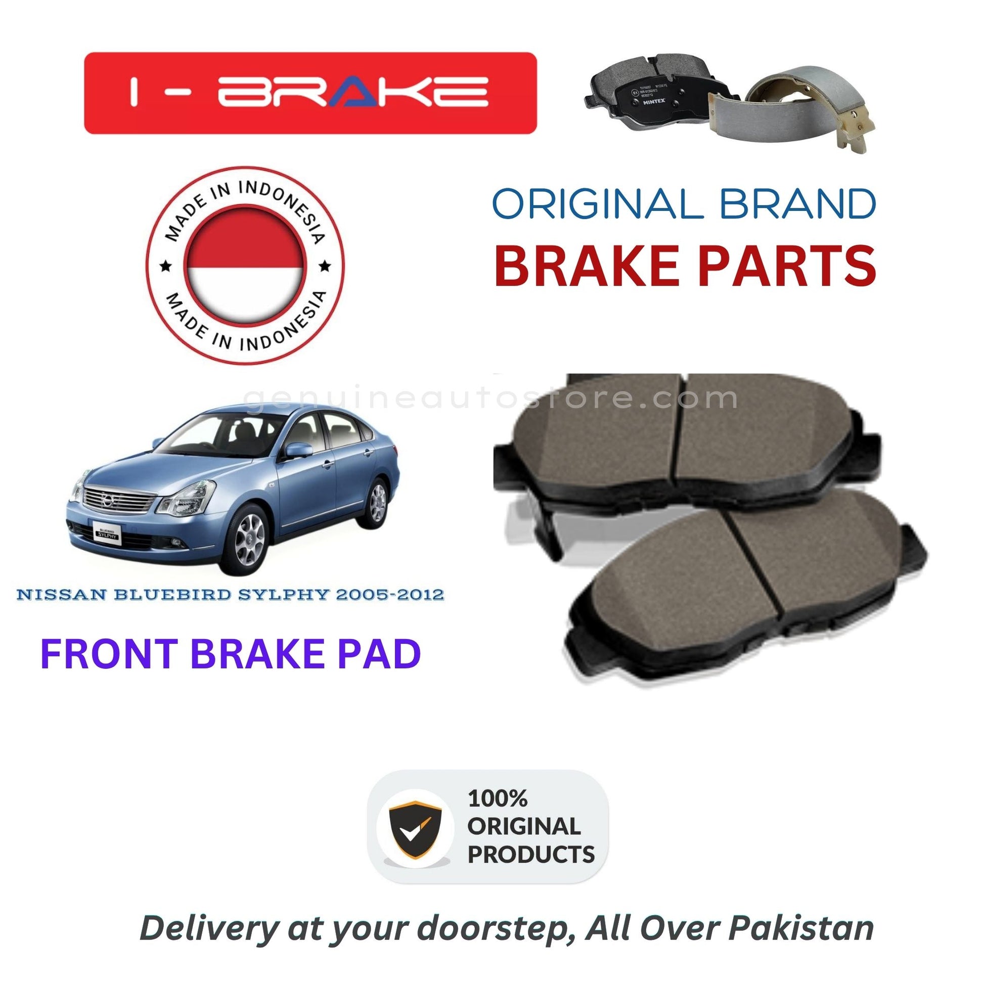 NISSAN BLUEBIRD SYLPHY 2005-2012 Front Brake Pads iBrake Indonesia Genuine